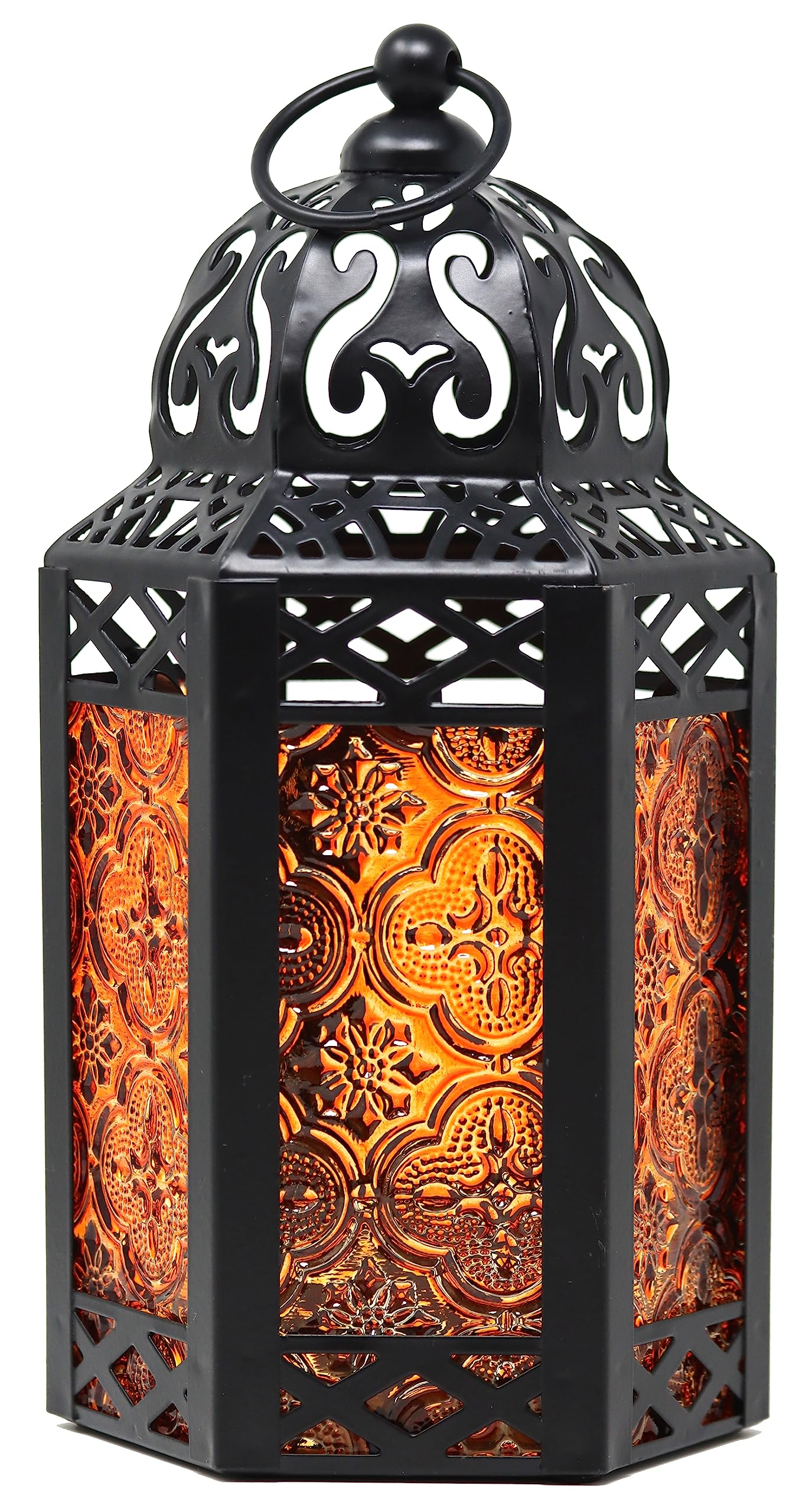 Small Black Metal Decorative Moroccan Lantern Candle Holder Lamp for Halloween - Indoor/Outdoor, Home Decor, Patio, Weddings, Ch