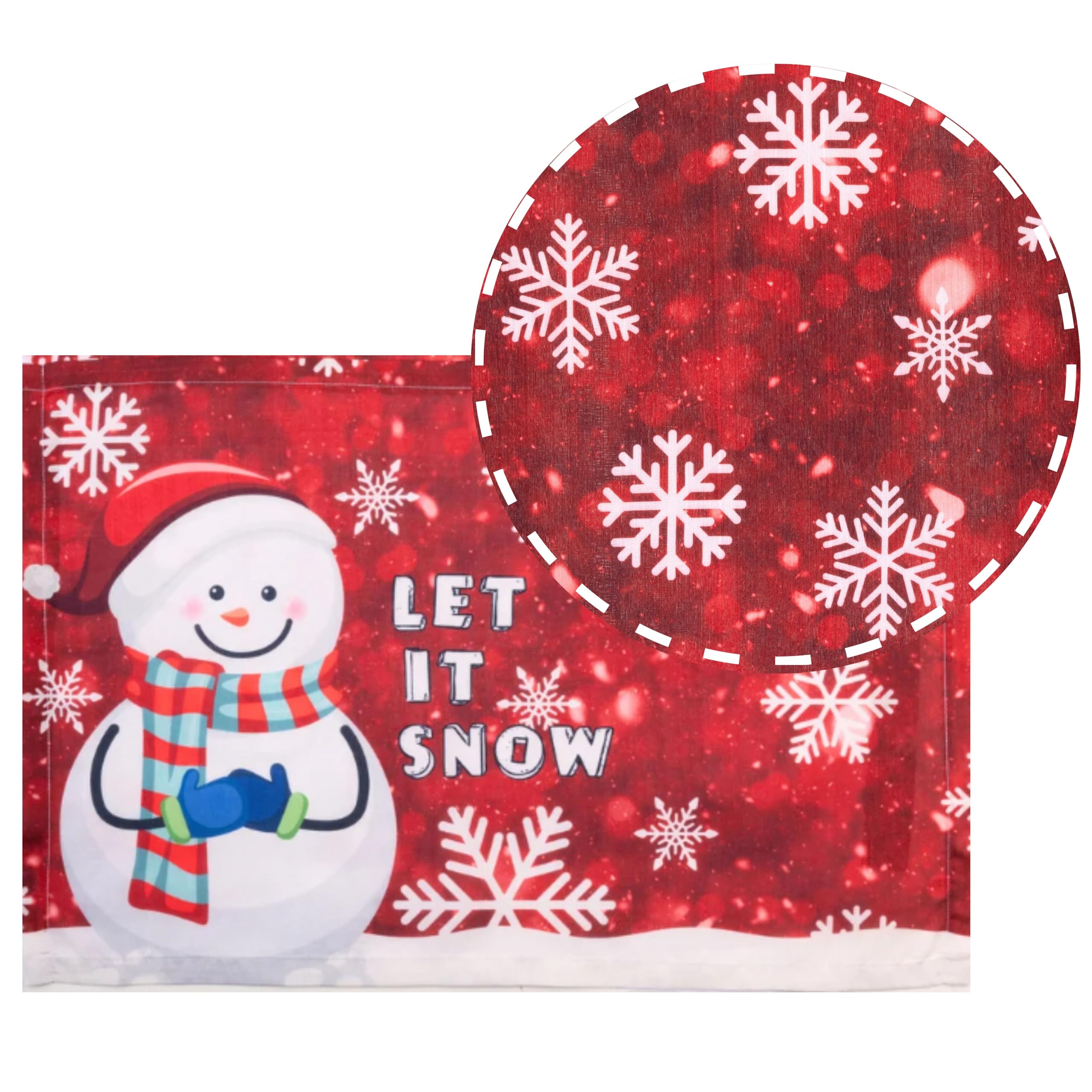 D'Moksha Homes Christmas Placemats, Vegan Silk, Let It Snow Placemats 13 X 18 Inch Set Of 4, Xmas Placemats In Gift Friendly Pac