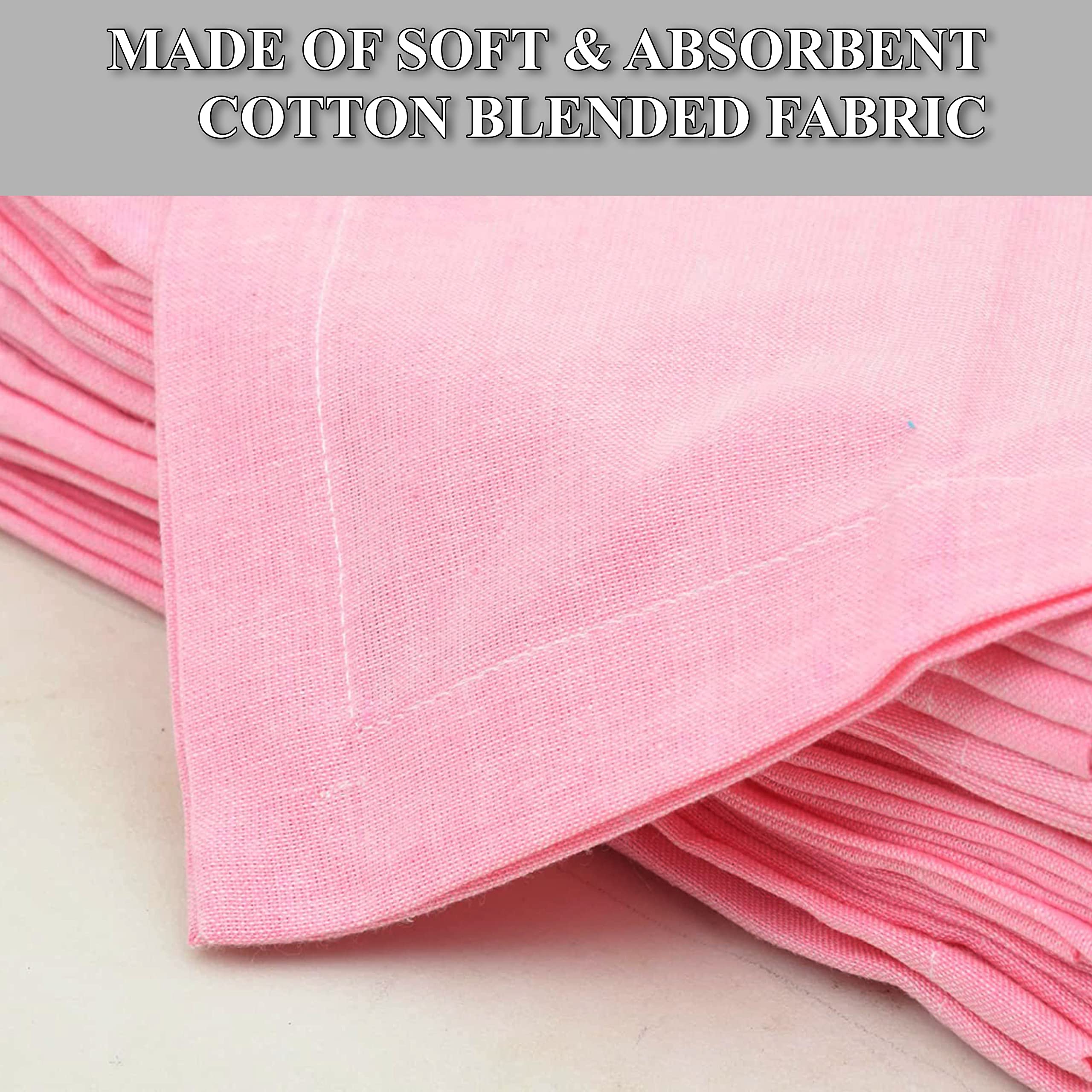 Linen Clubs 12 Pack Cotton Dinner Napkins With Hemstitched Detailing - 20X20 Baby Pink