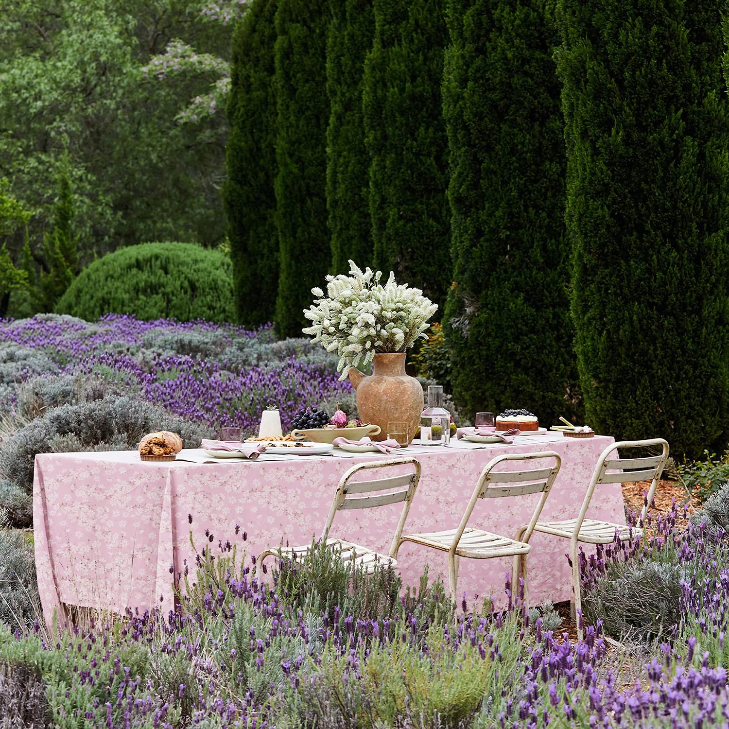 Bnejvif Pink Sakura Tablecloth, Floral Rectangle Tablecloth, Pink Flowers Print Rectangle Table Cloth, Spring Summer Waterproof
