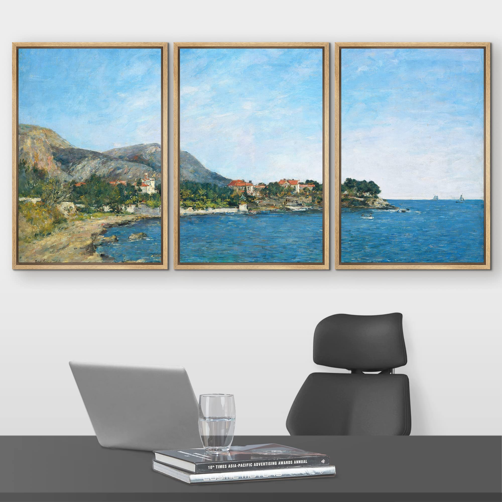 Wall26 Framed Canvas Print Wall Art Set The Bay Of Fourmis By Eugene Boudin Cultural Historic Oil Painting Fine Art Reproduction
