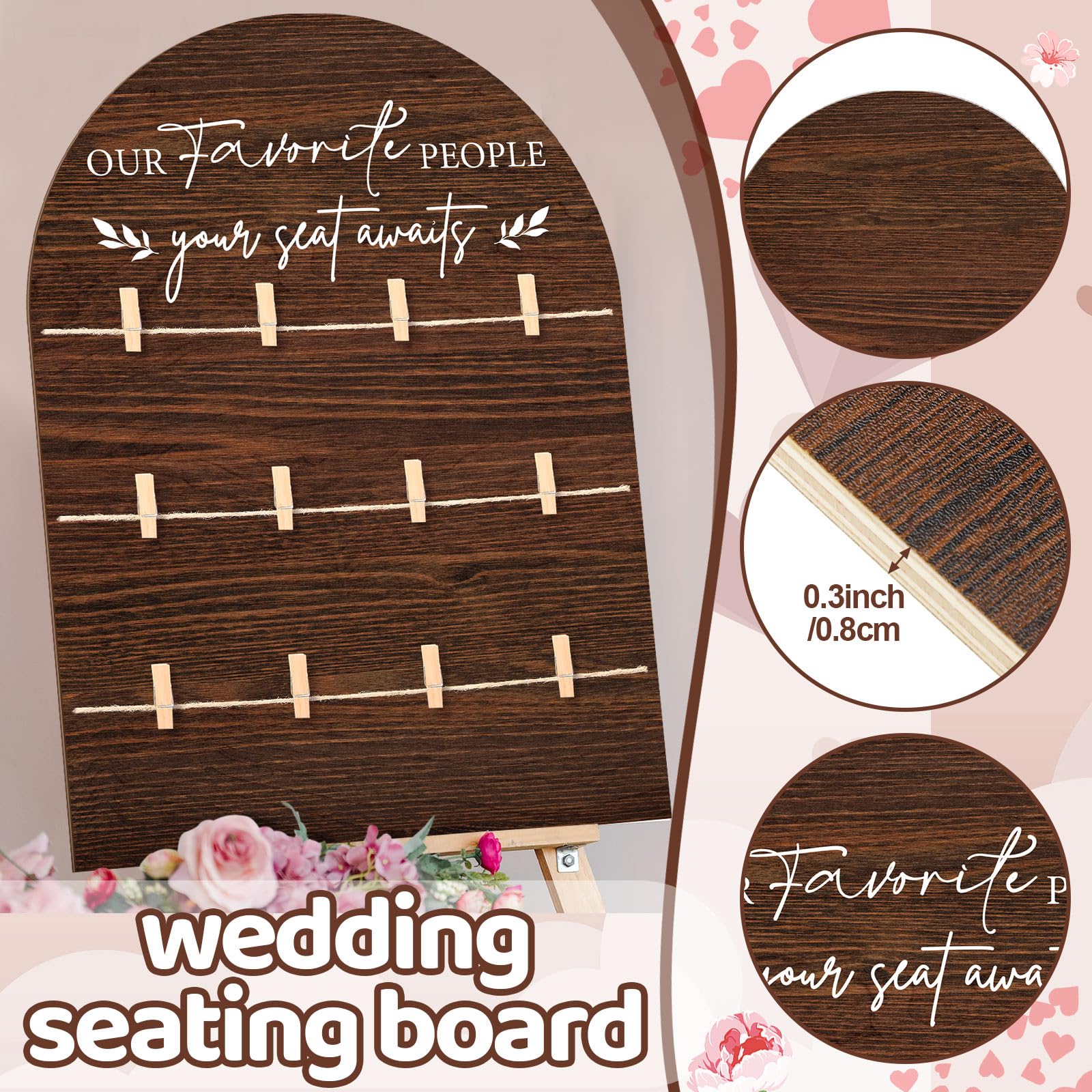 Yerliker Wedding Seating Chart Board Display for Reception 24 x 18 Inch Wooden Rustic Find Your Seat Chart Wedding Sign Farmhous
