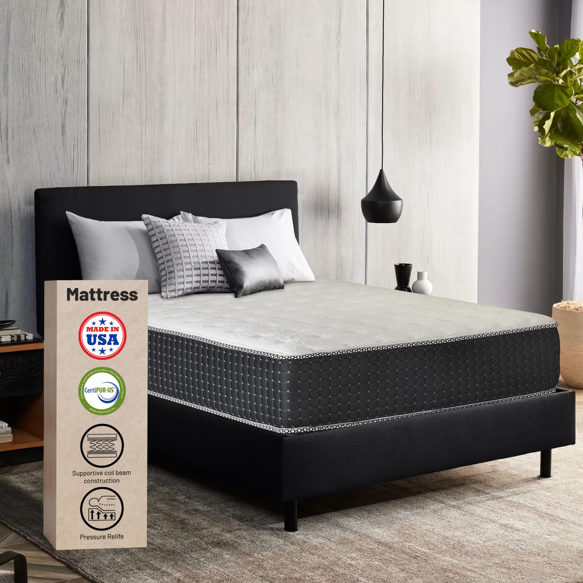 Zayton, 14-Inch Luxury Foam Encased Soft Hybrid Mattress, Pocket Coil Springs For Motion Isolation & Pressure Relief, Strong Edg