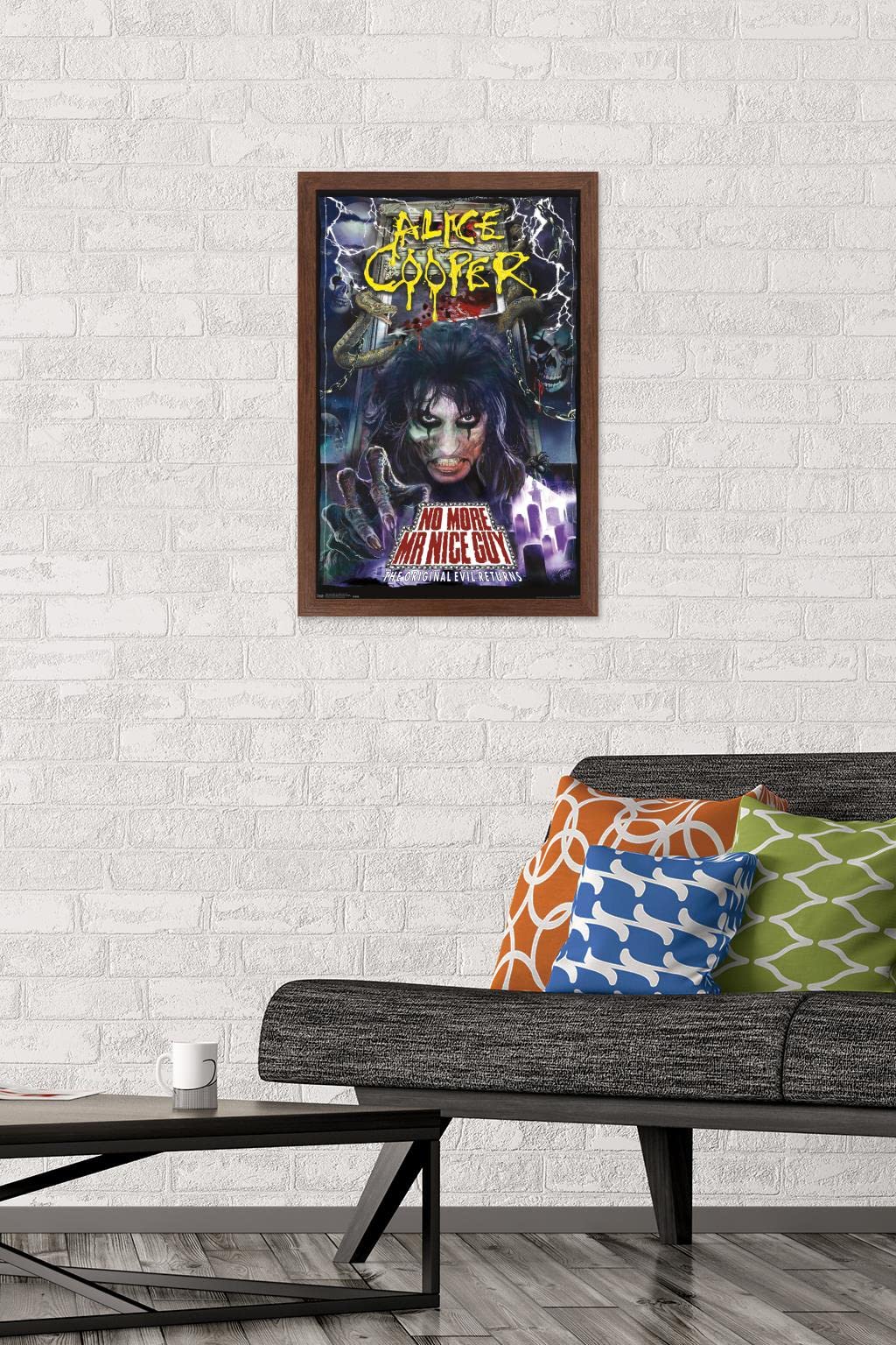 Trends International Alice Cooper - No More Mr. Nice Guy Wall Poster, 14.725'' X 22.375'', Mahogany Framed Version
