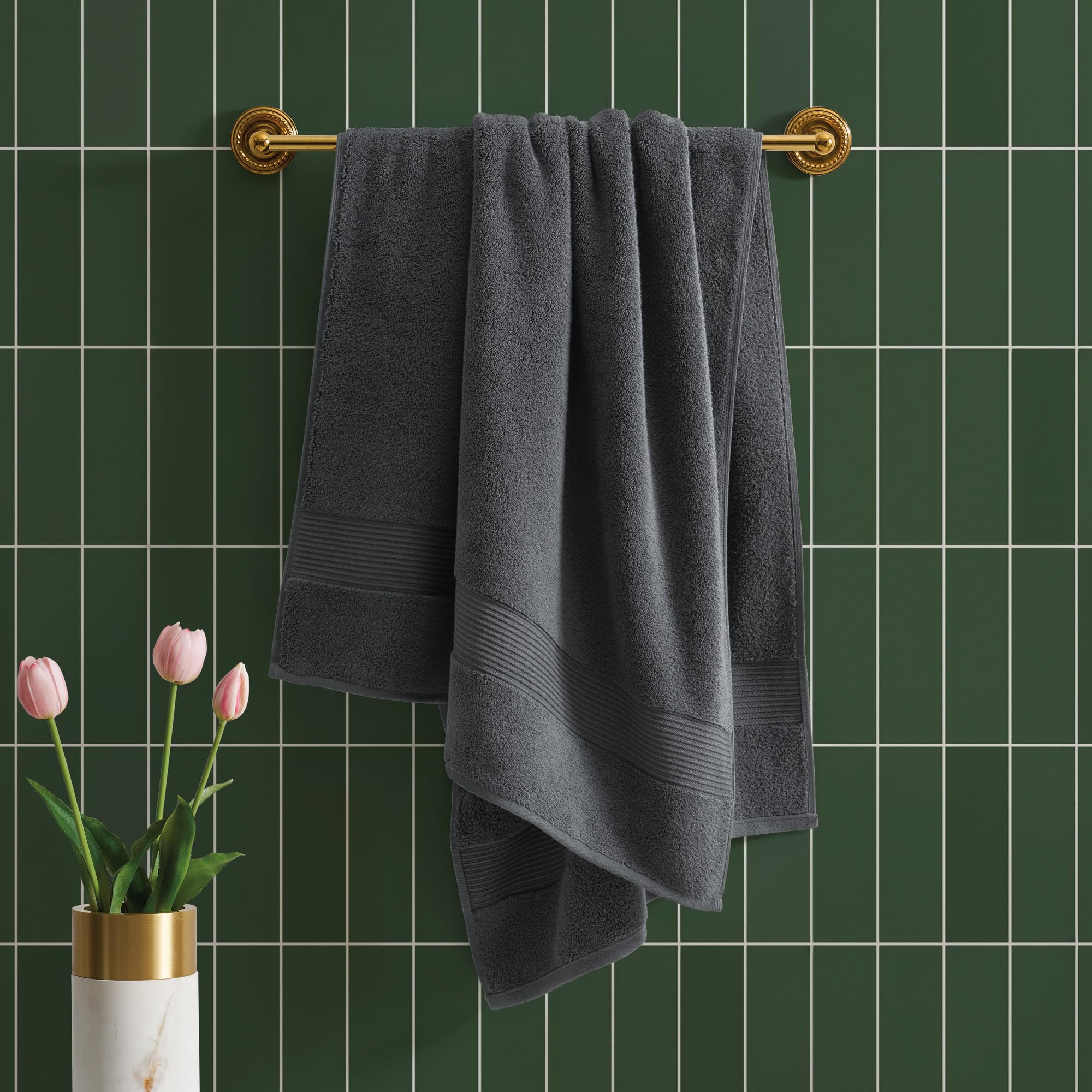 Ted Baker Bath Towel - 1 Piece - 100% Cotton - Soft, Highly Absorbent, 30 X 56, Dark Grey
