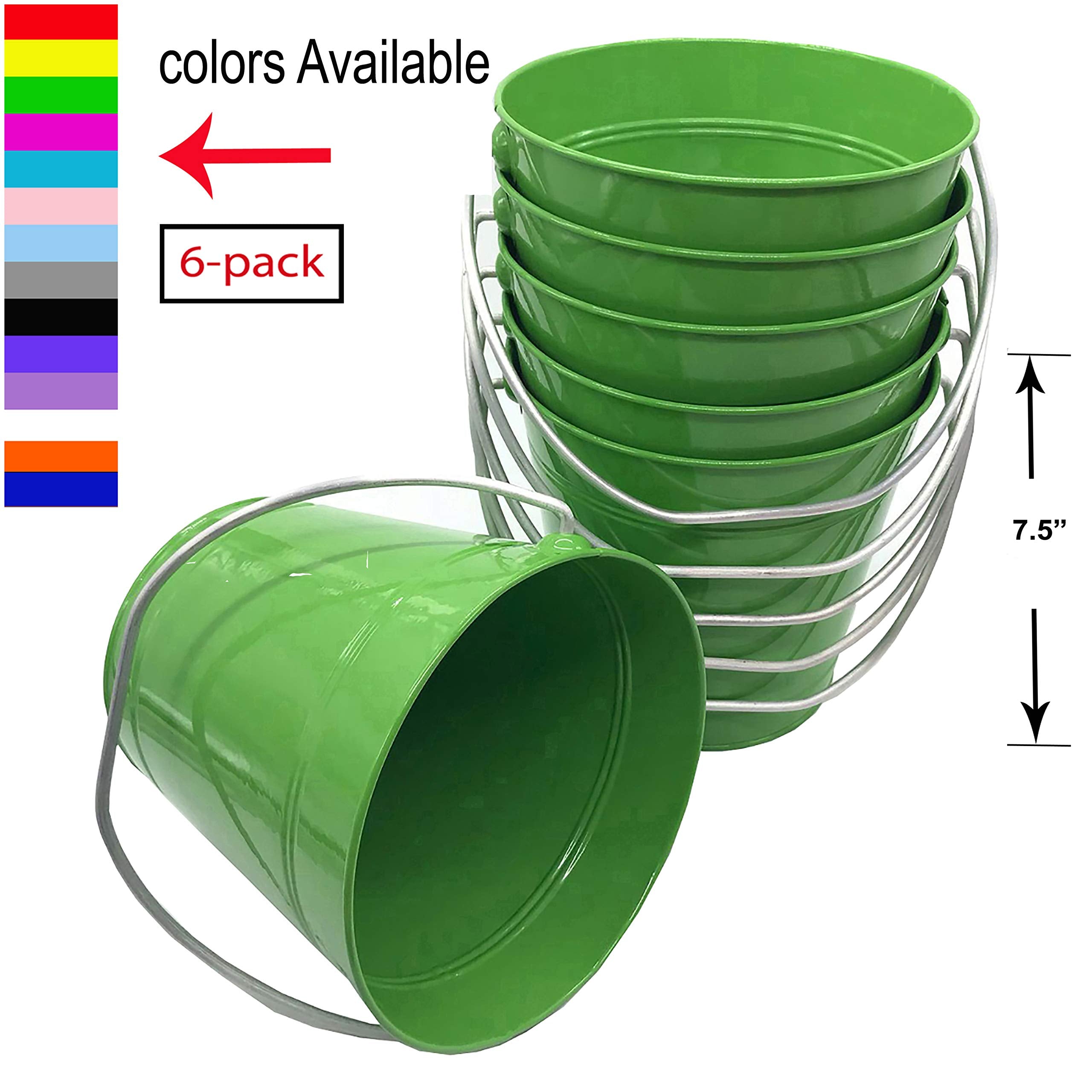 Italia 6 Pack Size 5.6 X 6 H Color Green,Quality Metal Bucket, 1.5 Quart 6-Pack