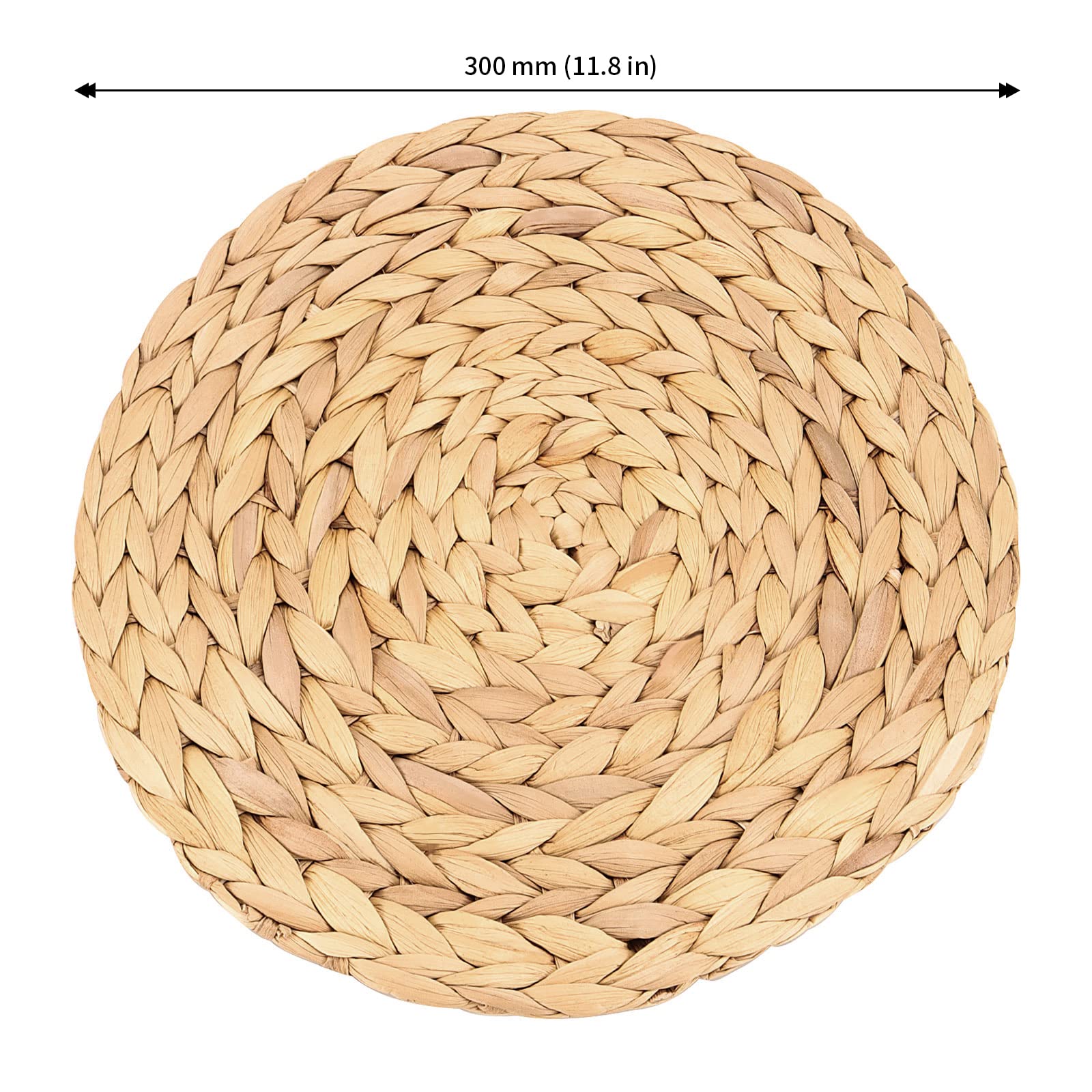 Japchet Round Woven Placemats Set Of 8,12 Inch Water Hyacinth Braided Placemats, Round Placemats Woven Heat-Resistant Rattan Pla