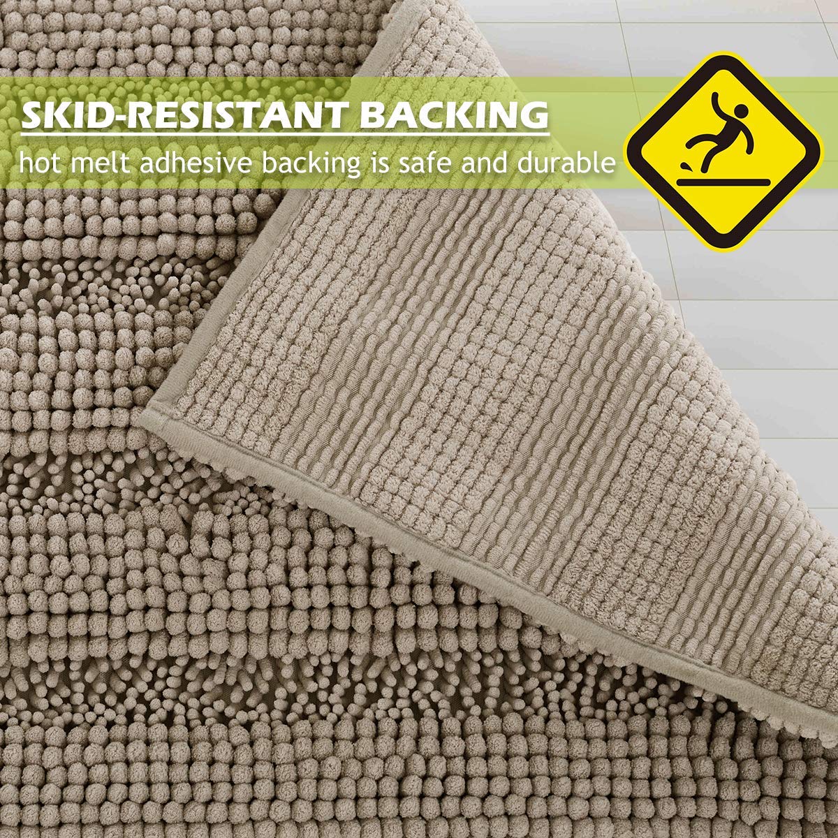 Large Bathroom Rugs - Soft Bath Mat Water Absorbent Non-Slip Quick Drying Thick Shaggy Bathtub Floor Carpet Decor Toilet Kitchen