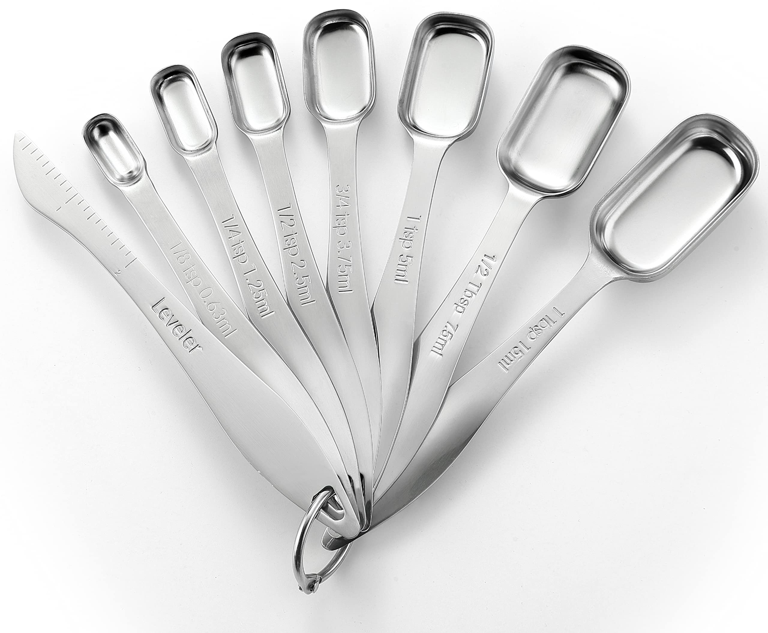 Spring Chef Stainless Steel Measuring Spoons Set Of 8 With Leveler, Metal Teaspoon & Tablespoon Measuring Spoons For Dry & Liqui