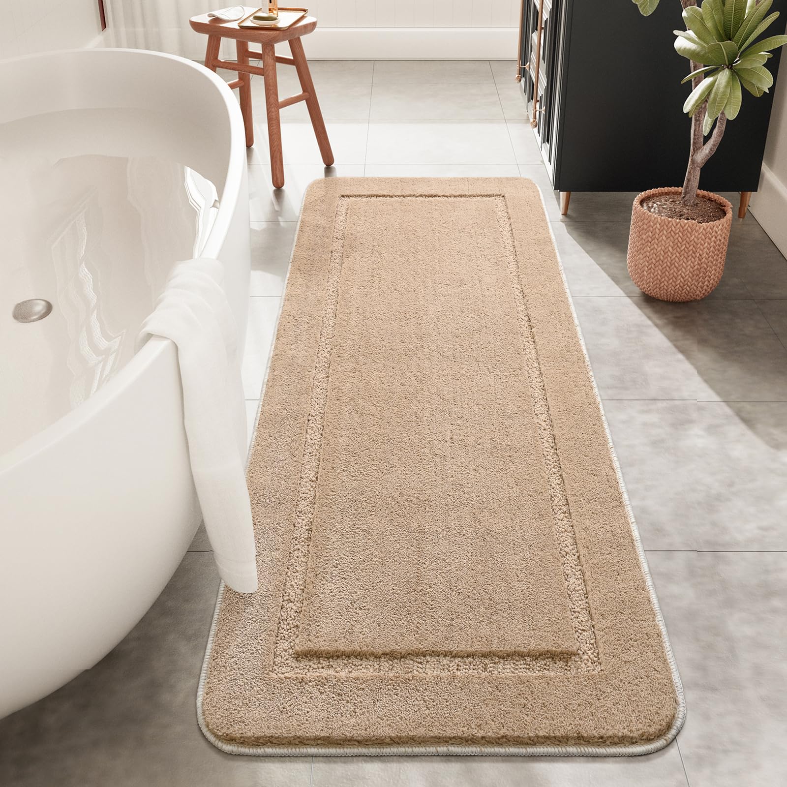 Homore 24X60 Inch Long Bathroom Runner Rugs, Luminous And Luxury Absorbent Microfiber Non Slip Bathroom Rug, Machine Washable Pl