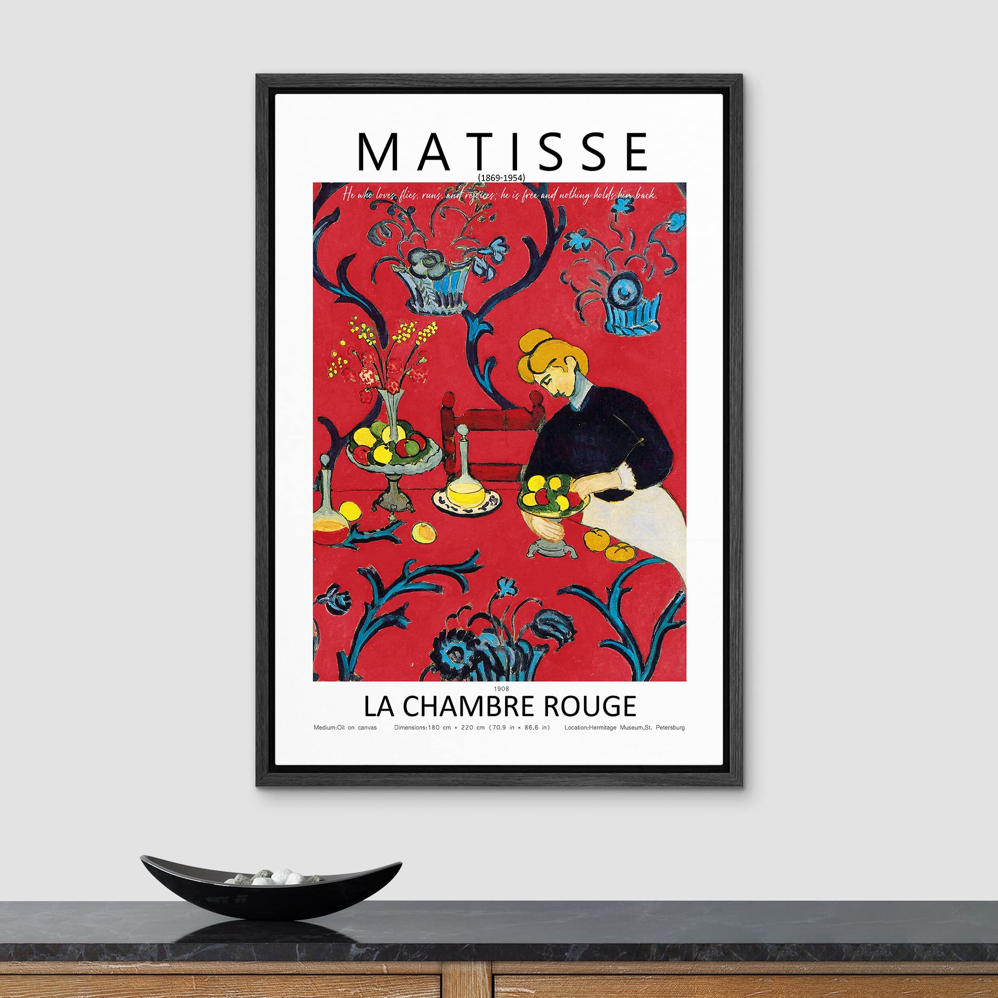 Signleader Framed Canvas Print Wall Art Henri Matisse The Red Flower Room Nature Wilderness Illustrations Fine Art Rustic Scenic