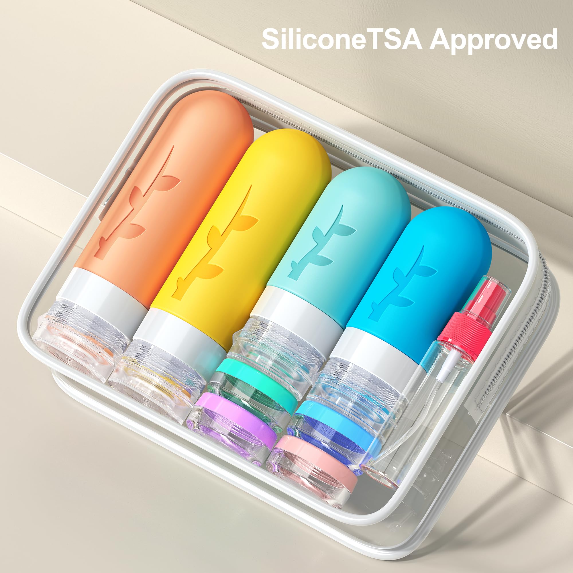 18pack Travel Bottles for Toiletries  Travel Essentials Tsa Approved travel toiletry bottles Silicone Travel Containers  Leak Proof Refillable Liquid for Shampoo Conditioner Lotion