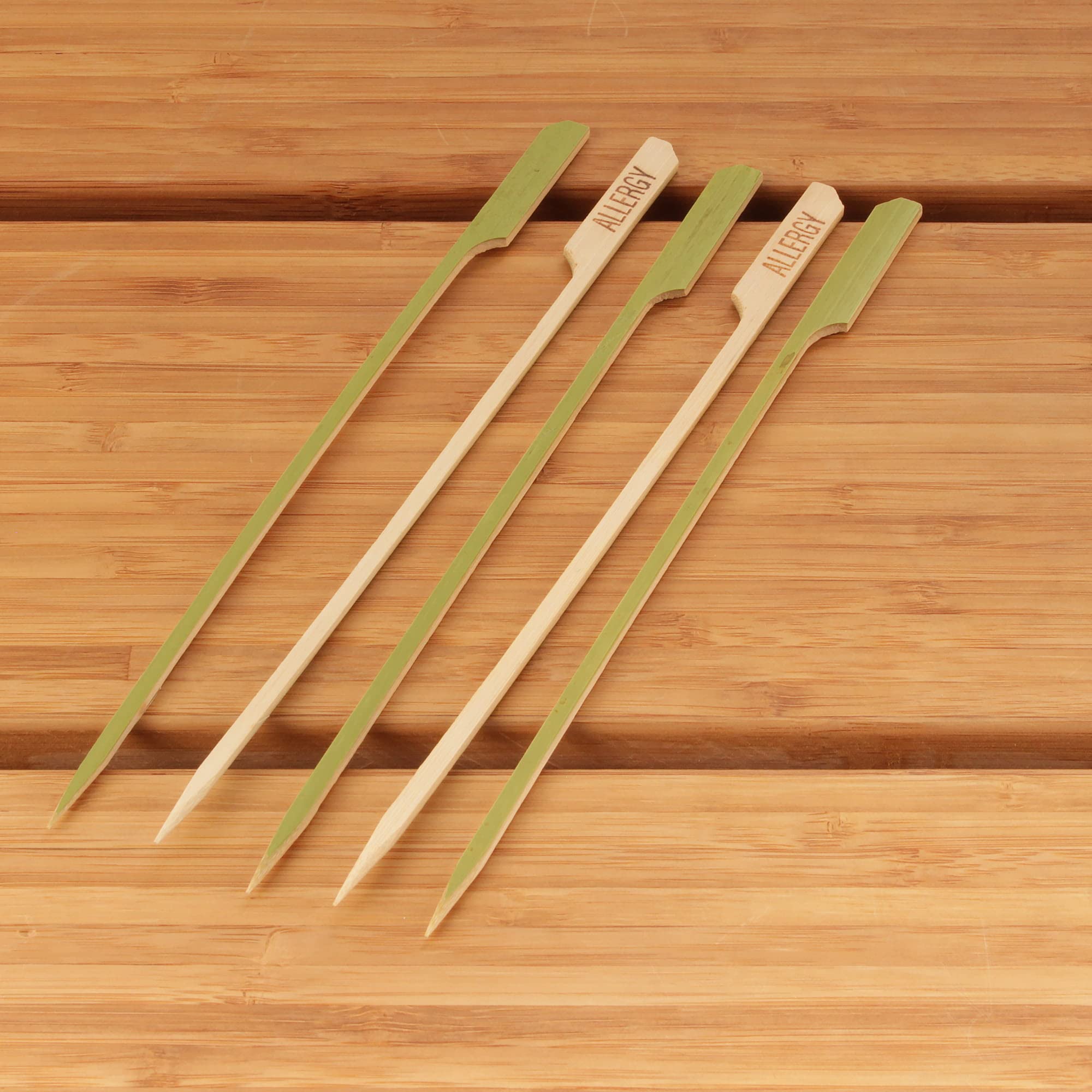 Bamboomn 8.3'' Food Allergy Marking Bamboo Paddle Picks For Food, Drinks, Appetizers - 100 Pieces