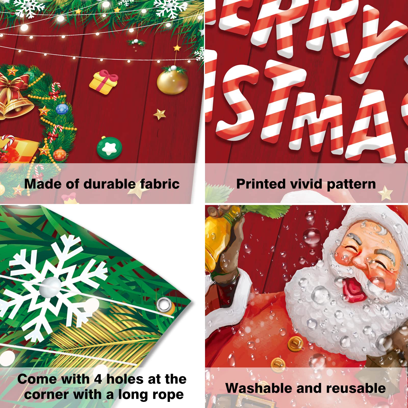 Merry Christmas Door Cover, 78.7  36.6 Inch Large Xmas Door Banner Santa Backdrop Holiday Festival Banner Funny Christmas Party