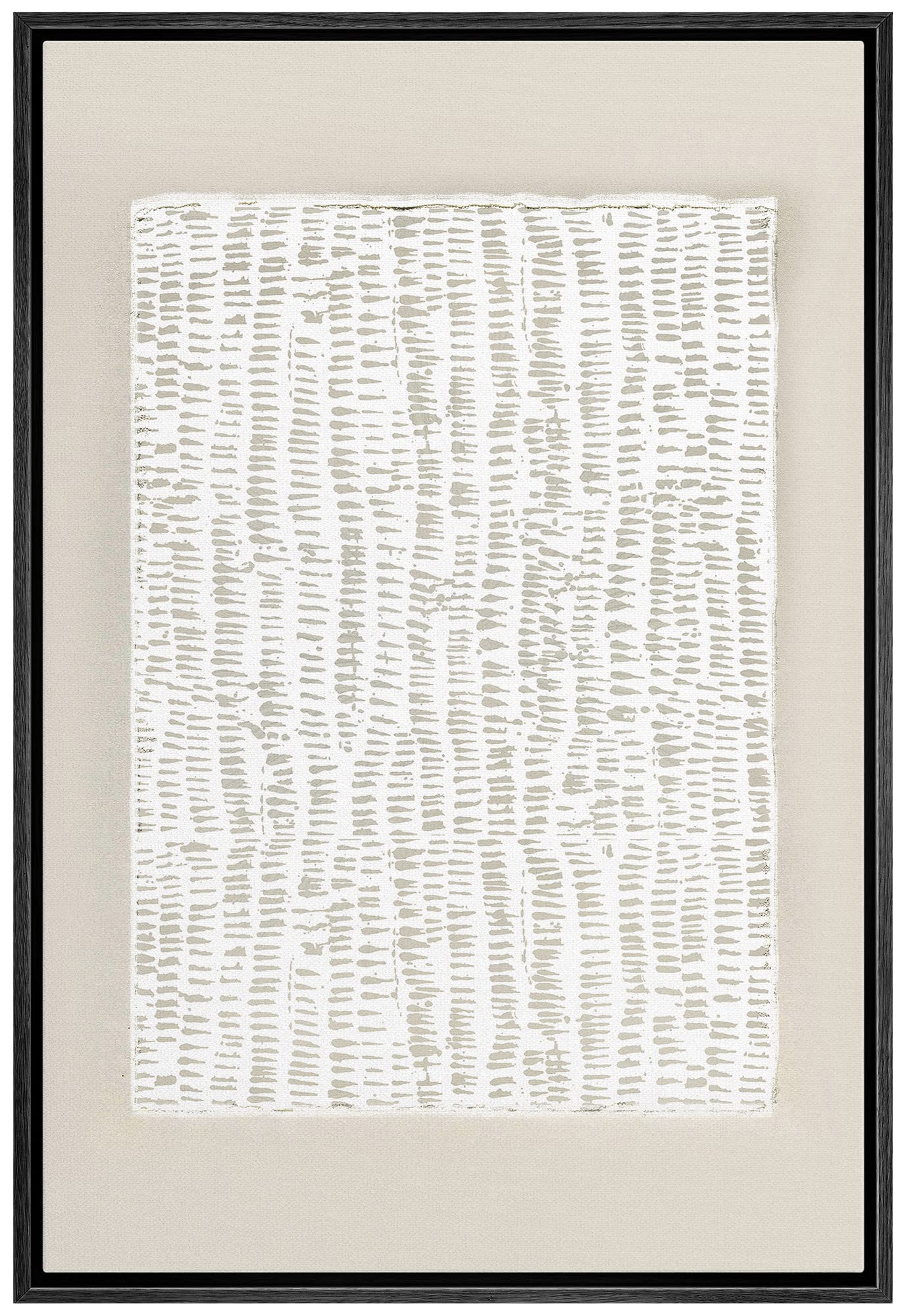 Idea4Wall Framed Canvas Print Wall Art White Tan Grunge Distressed Line Art Square Abstract Shapes Illustrations Modern Art Cont