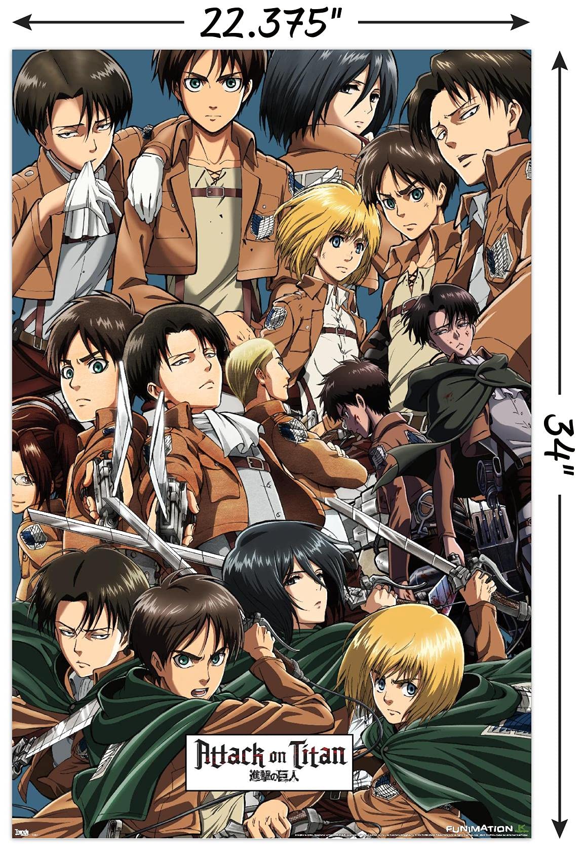 Trends International Attack On Titan - Collage Wall Poster, 22.375'' X 34'', Poster & Clip Bundle