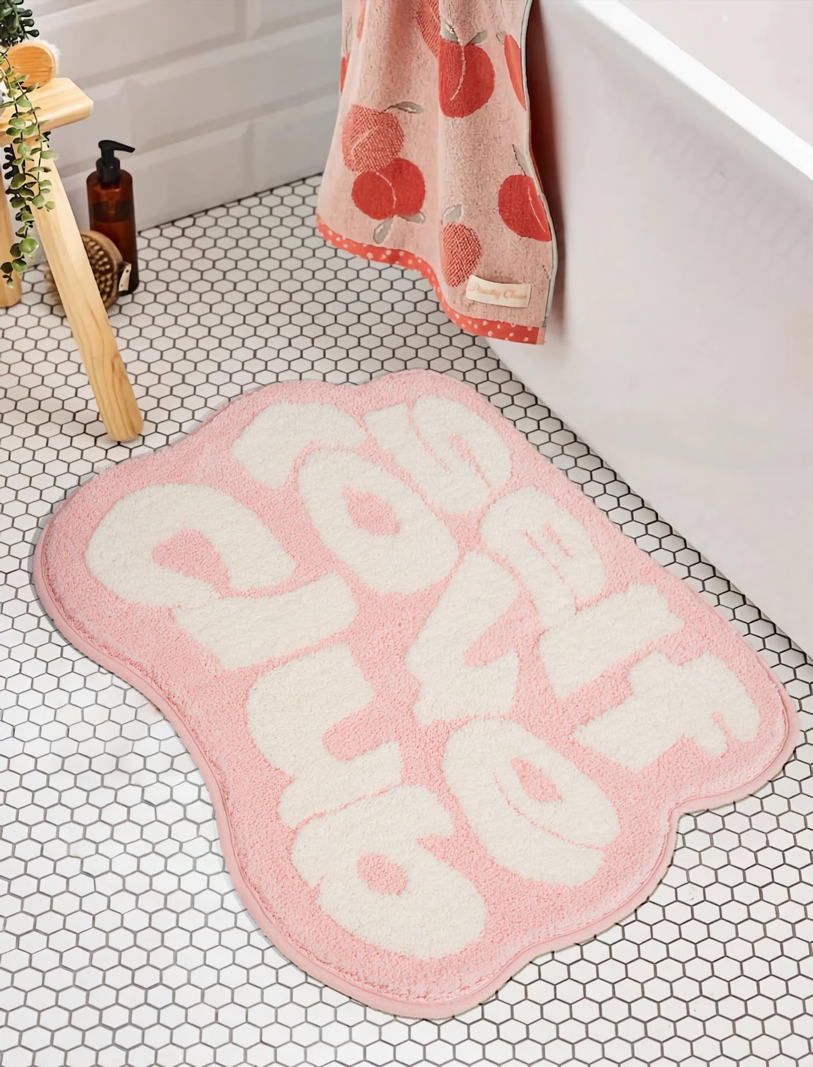 Eldone Self Love Club Rug - Cute Bath Mat Non Slip, Funky Aesthetic Groovy Small Accent Rugs For Bedroom Bathroom, Girls Preppy