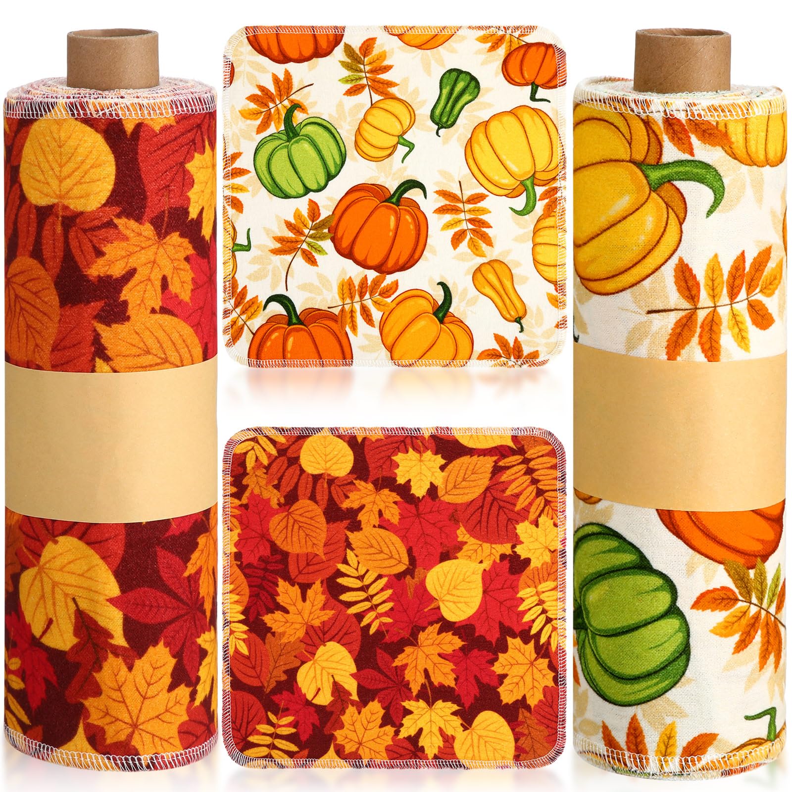 Redbaker 50 Pcs Reusable Paper Towels Paperless Reusable Cotton Cloths Toilet Absorbent Washable Paper Towels with Roll Kitchen 