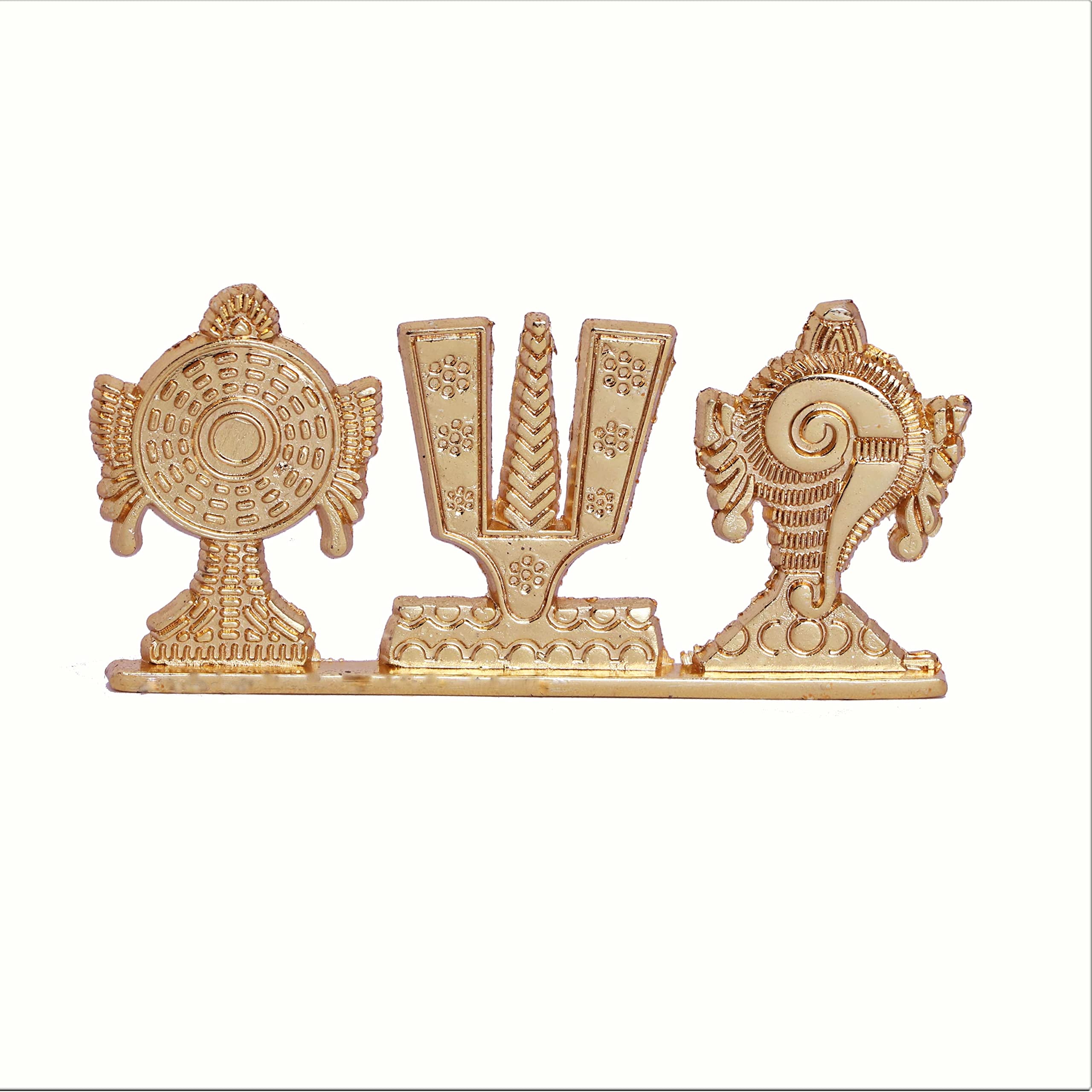 Kridaykraft Tirupati Balaji Symbol Stand Shankh Chakra Namah Gold Plating Antique Decorative For Car Dashboard Home & Office Tab