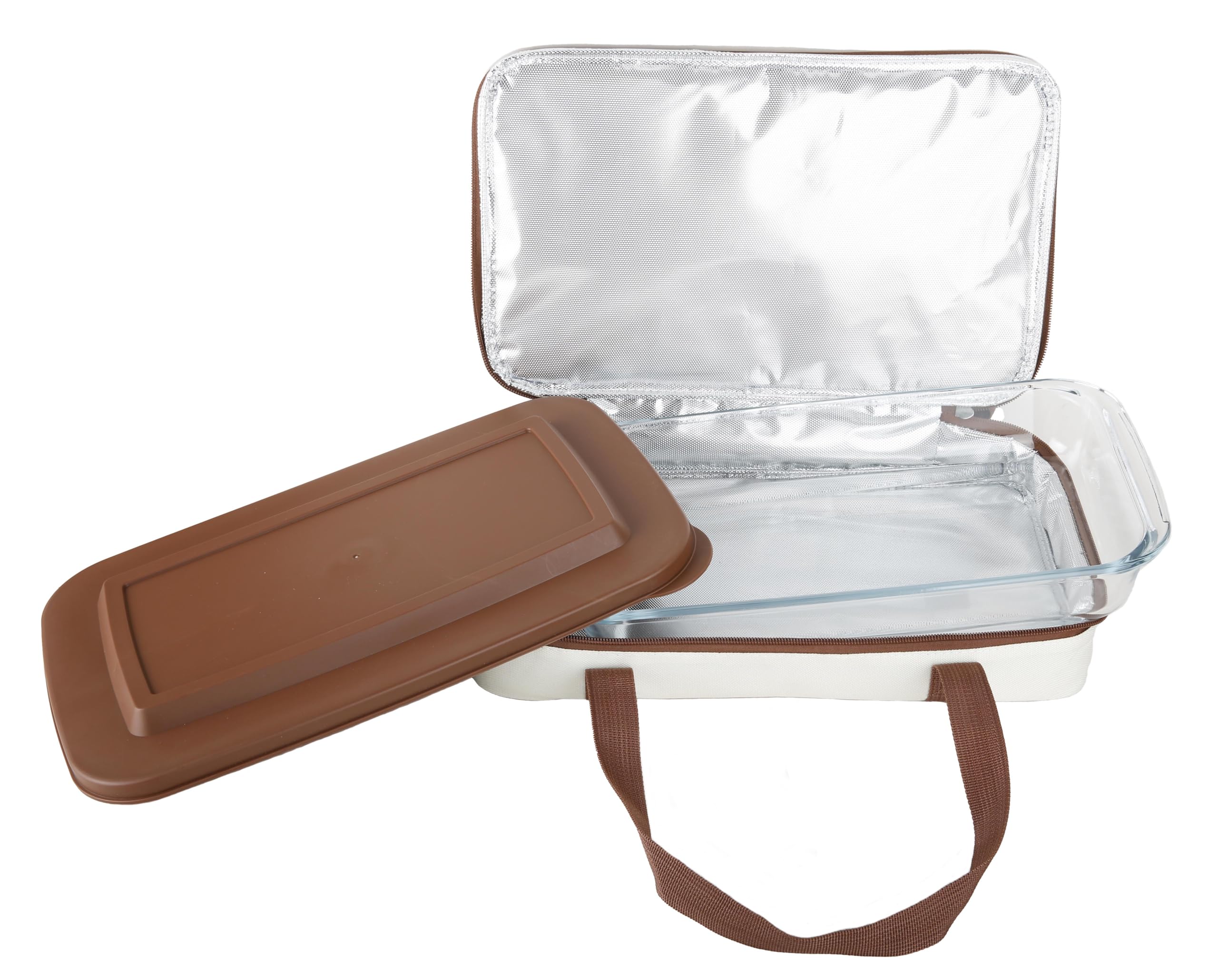 Le Regalo Glass Casserole with Insulated Carry Bag  3 Quart Capacity, Microwave, Oven, and Freezer Safe, Includes Lid and Carry