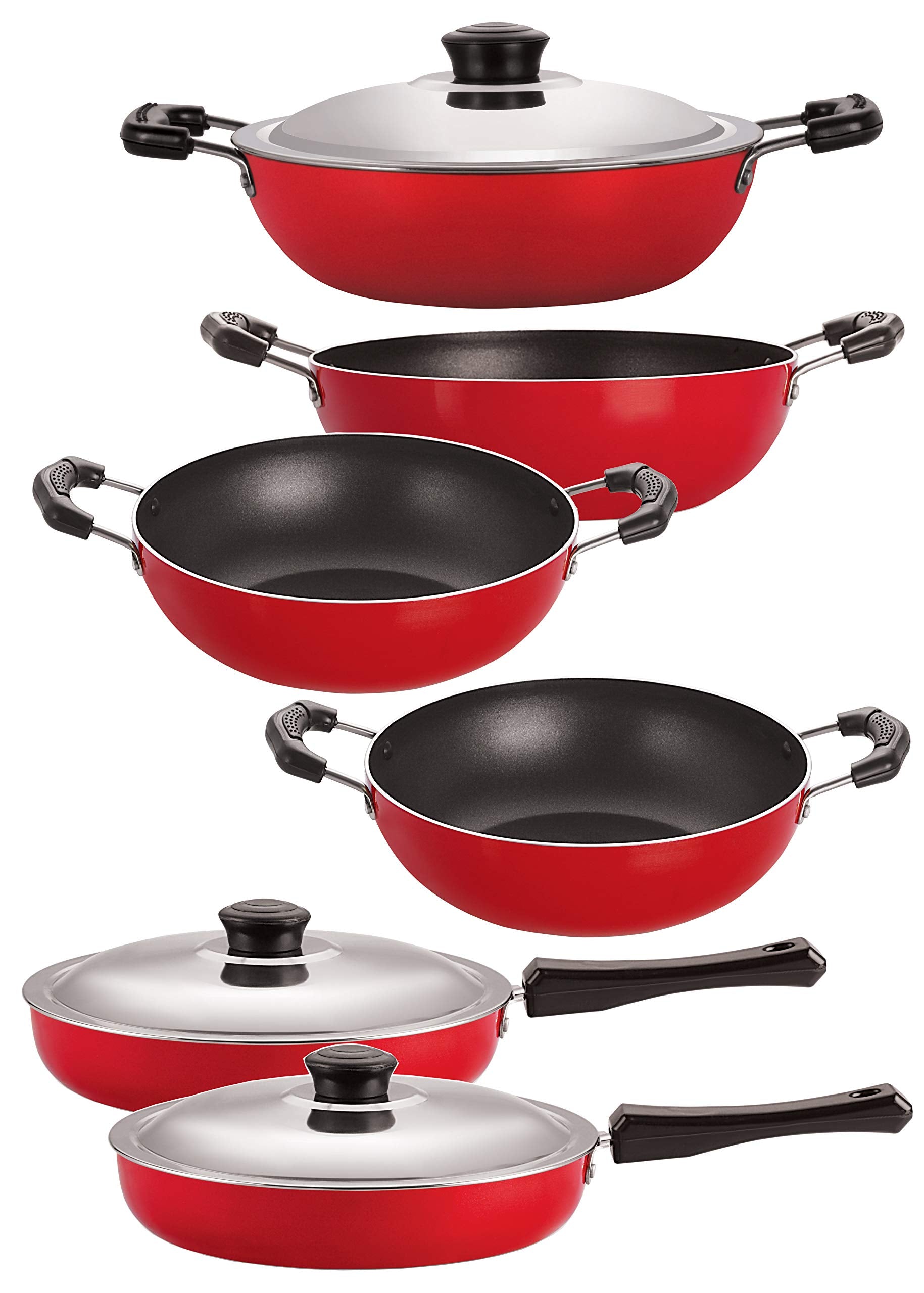 Nirlon NonStick Aluminium Pots And Pans Set, 6 Piece Set
