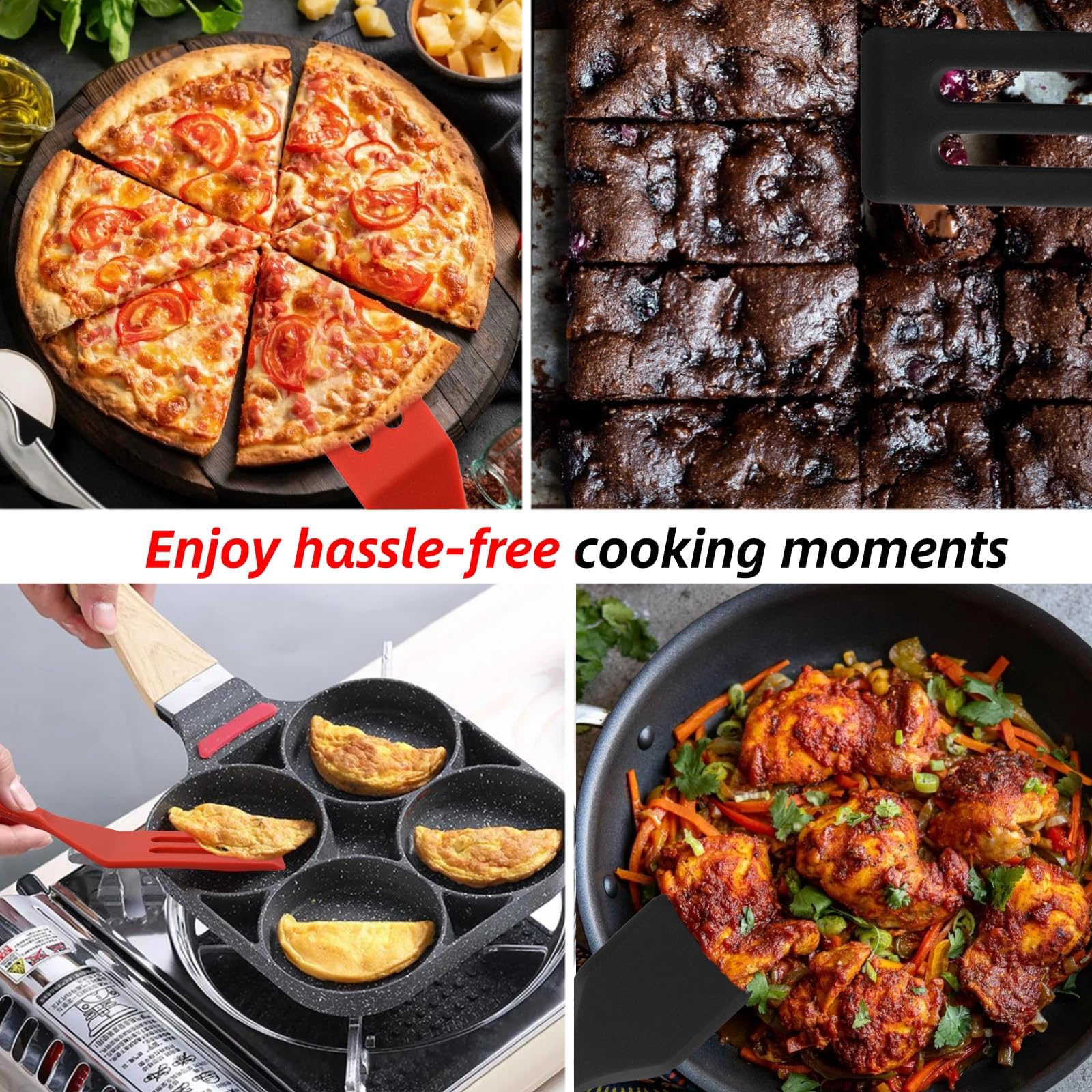 Mini Silicone Brownie Serving Spatula Set Flexible Non Stick Serve Turner Heat Resistant Cooking Spatula For Flip Eggs Crepe Ste