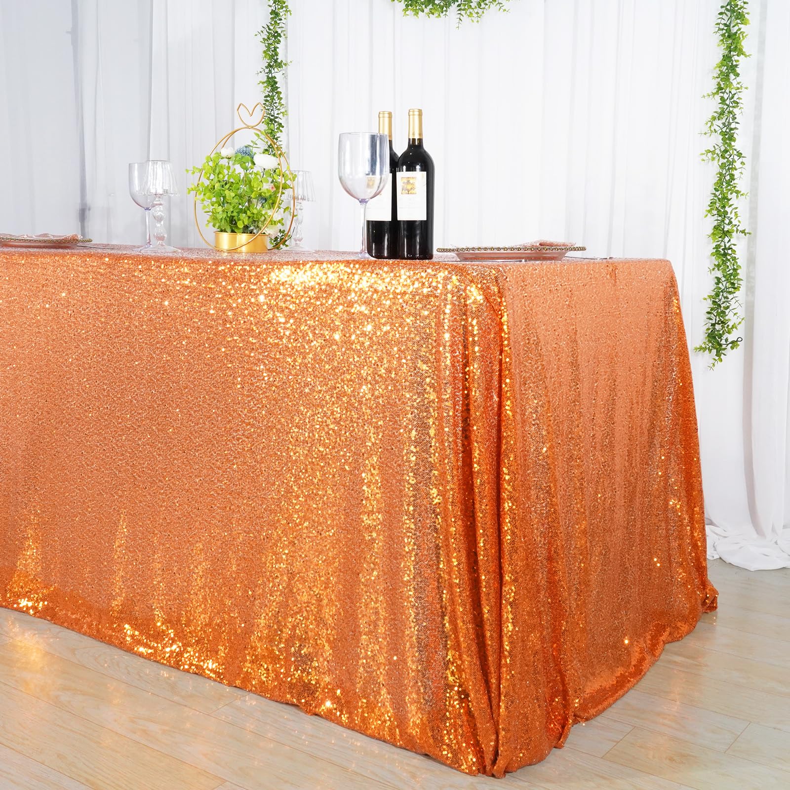 Partydelight Sequin Tablecloth 90 Inch Round Orange Tablecloth Glitter Tablecloth For Party Baby Shower Christmas Decorations