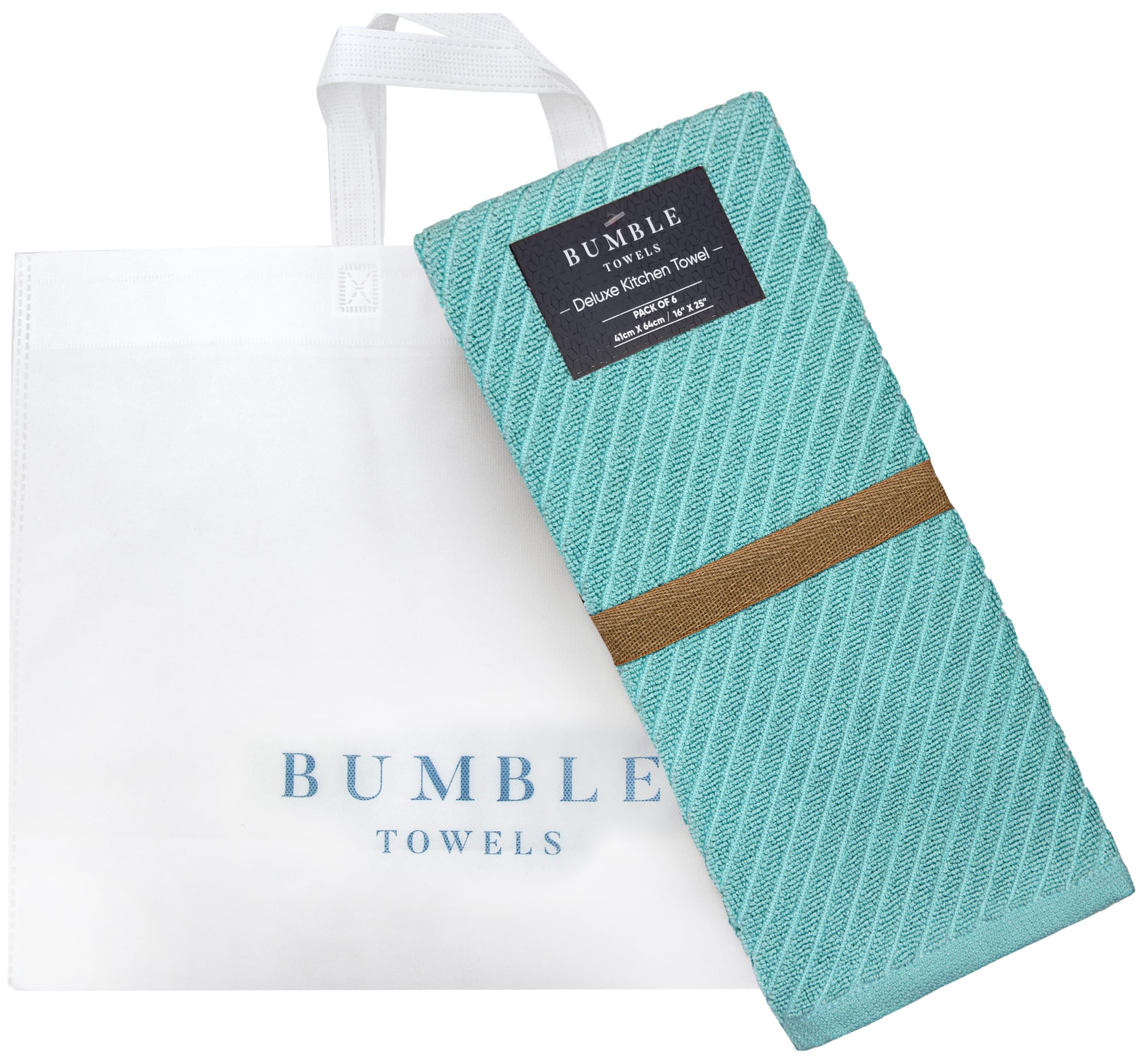 Premium Kitchen Towels (16   X 25   , 6 Pack) | Large Cotton Kitchen Hand Towels | Dish Towels | Diagonal Weave Design | 445 Gsm