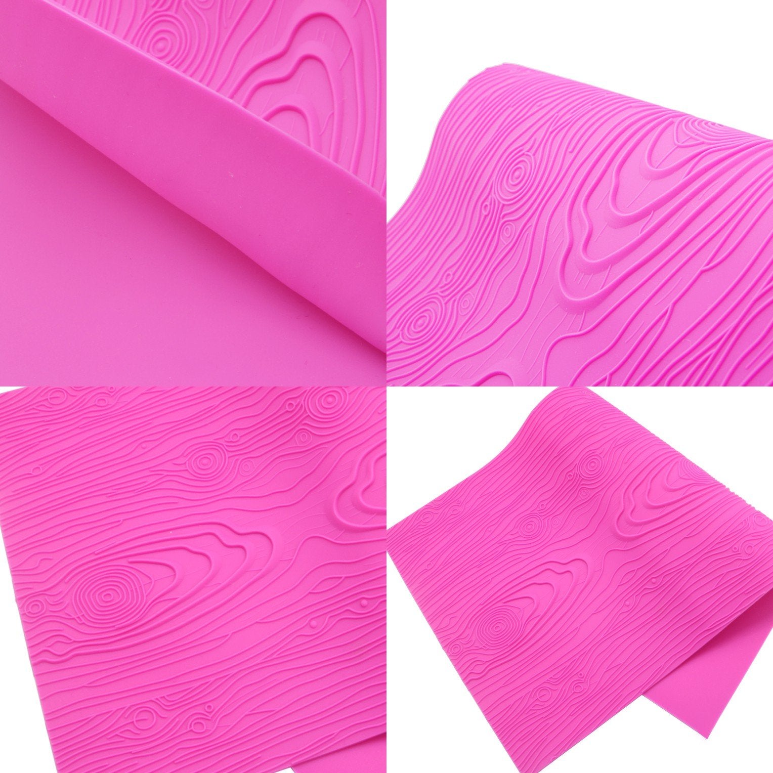 Warmoor Silicone Cake Fondant Mat, Woodgrain Impression Lace Mold (17 X 9 Inches, Pink Woodgrain)