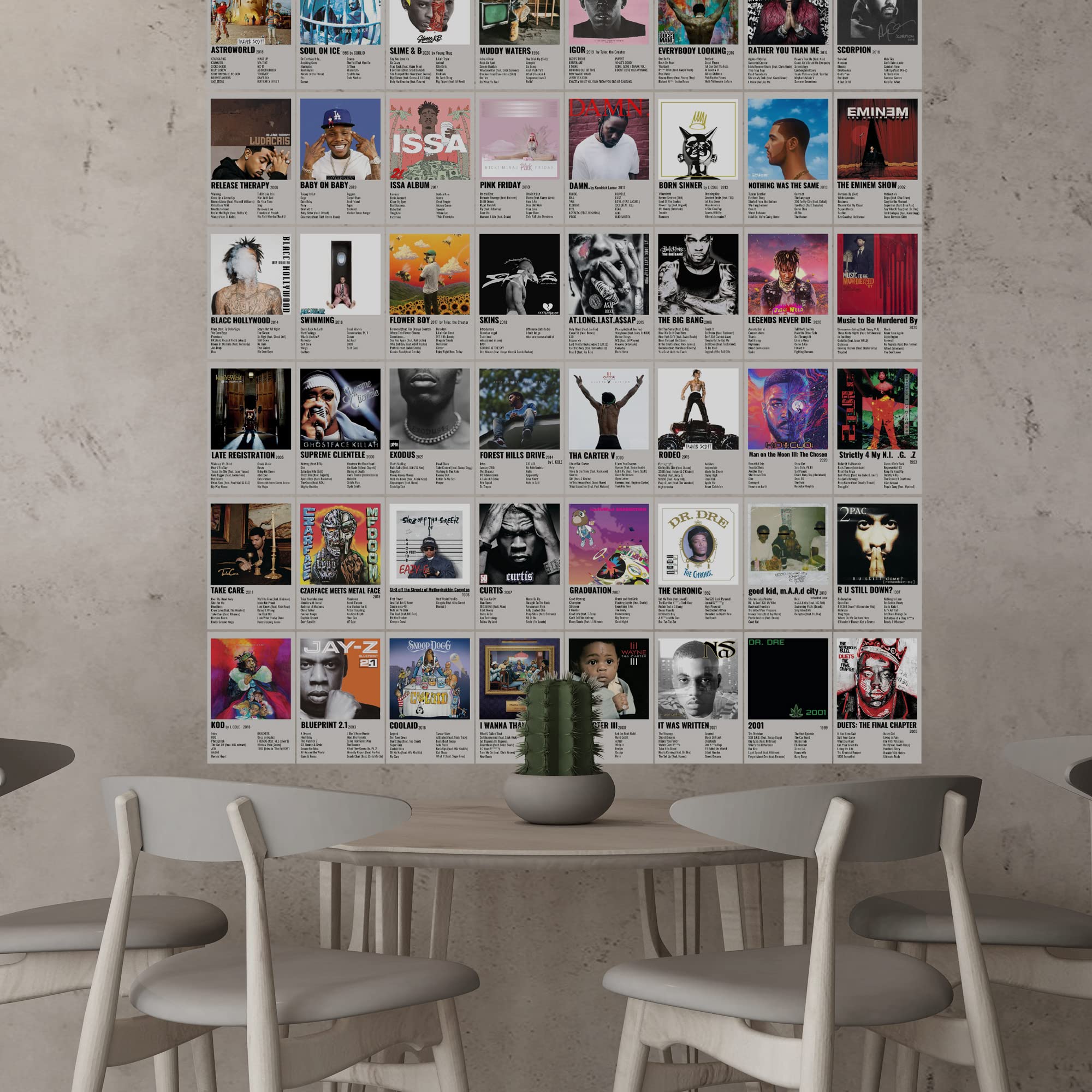 Retro Hip Hop Rappers Wall Collage Kit Prints For Bed Room Decor, 4X6 Inch Music Album Cover Posters Prints 50Pcs For Teens, Gif