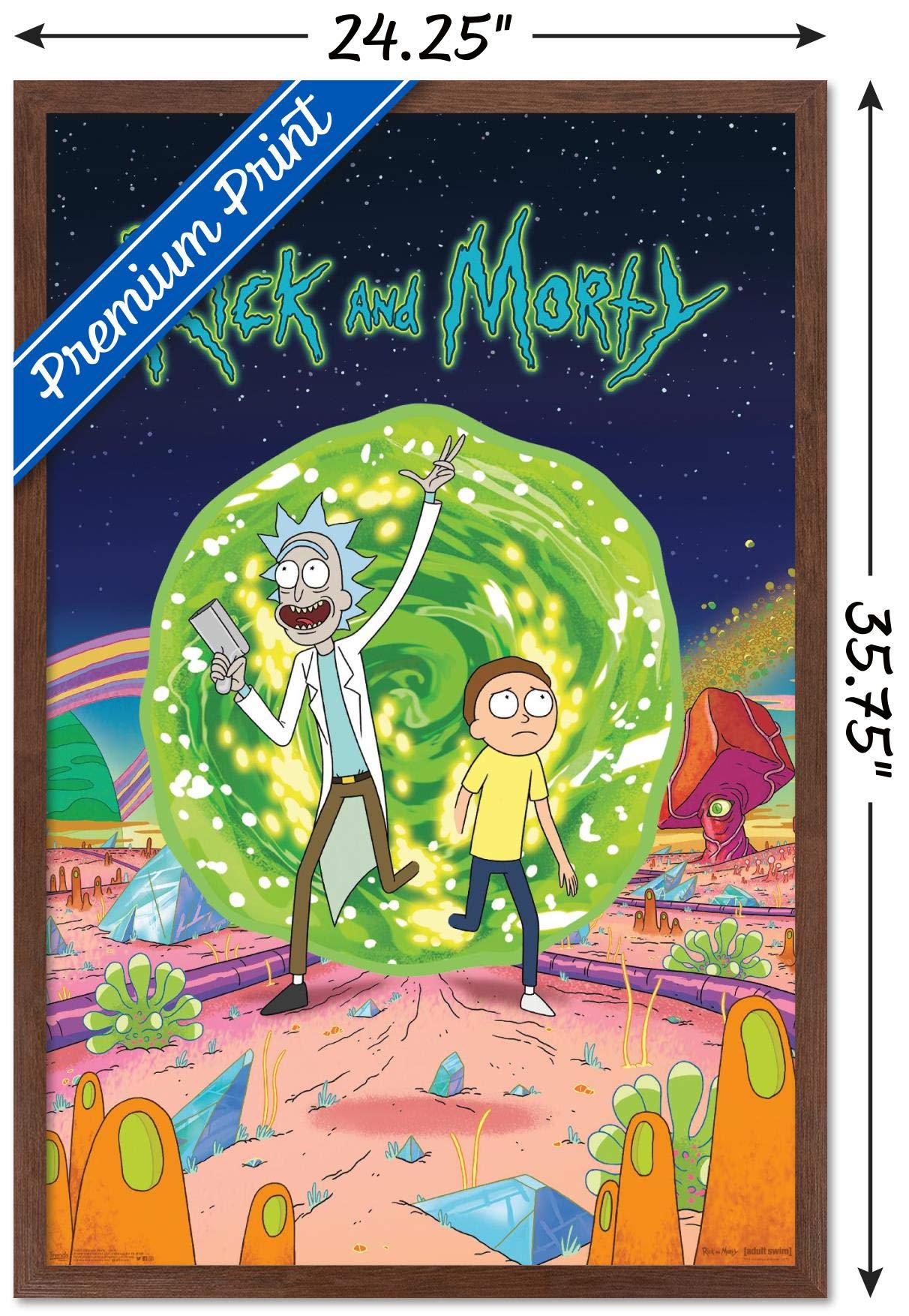 Trends International Rick And Morty - Cover Wall Poster, 22.375'' X 34'', Mahogany Framed Version
