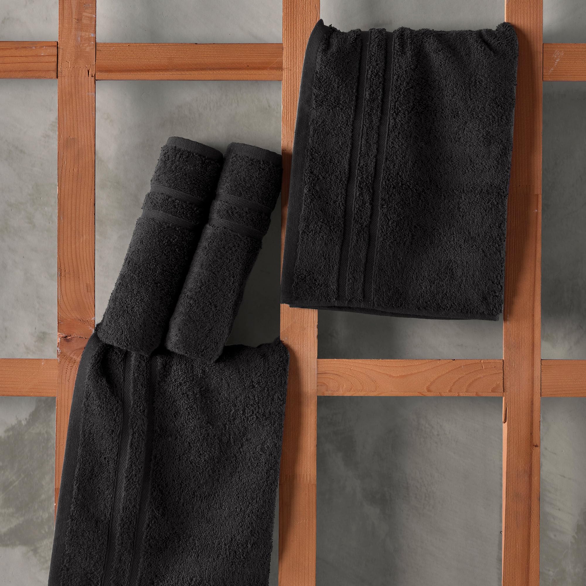 Hawmam Linen Black Hand Towels 4-Pack - 16 x 29 Turkish Cotton Premium Quality Soft and Absorbent Small Towels for Bathroom