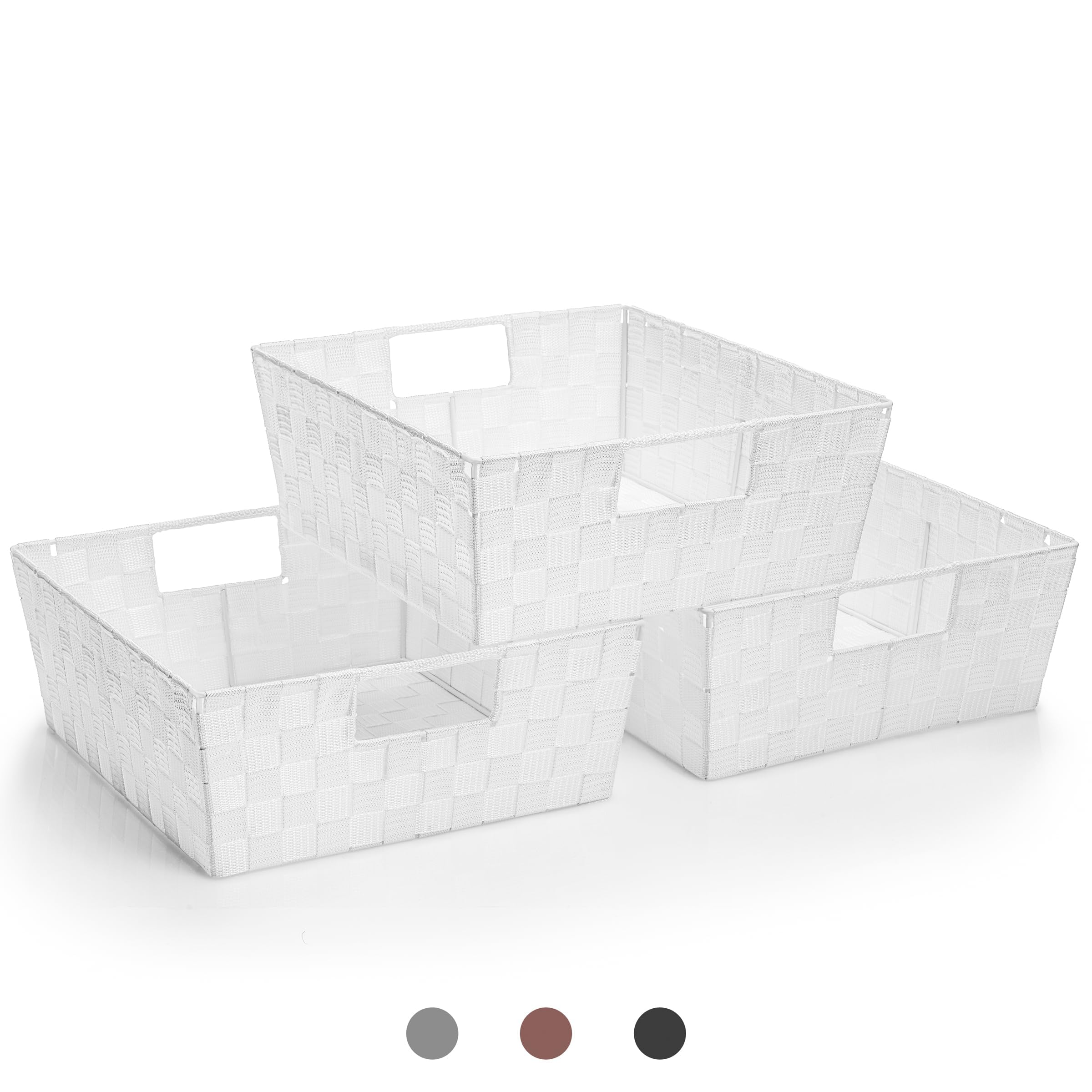 Sorbus Set Of 3 Large Storage Baskets For Organizing, Mesh Hand-Woven Design, Linen Closet Organizers And Storage, Organizer Sto