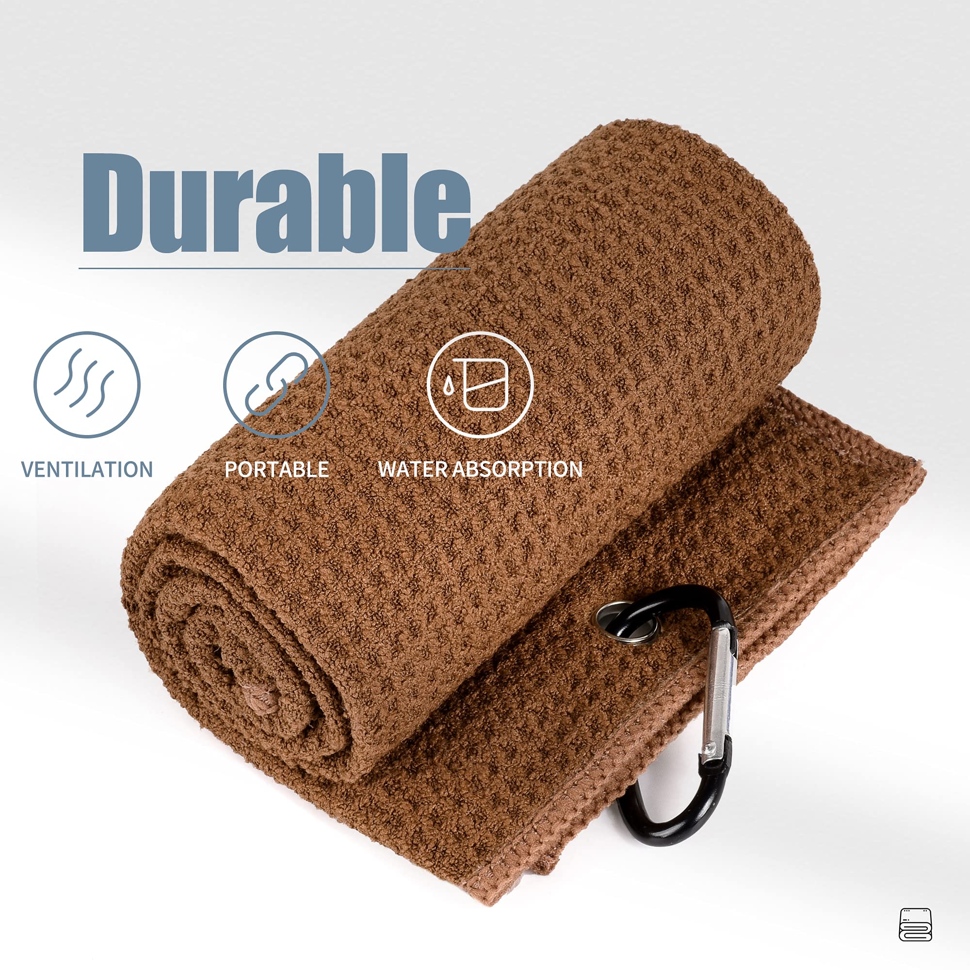 Mile High Life Tri-Fold Golf Towel | Premium Microfiber Fabric | Waffle Pattern | With Heavy Duty Carabiner Clip | Golf Towel Fo