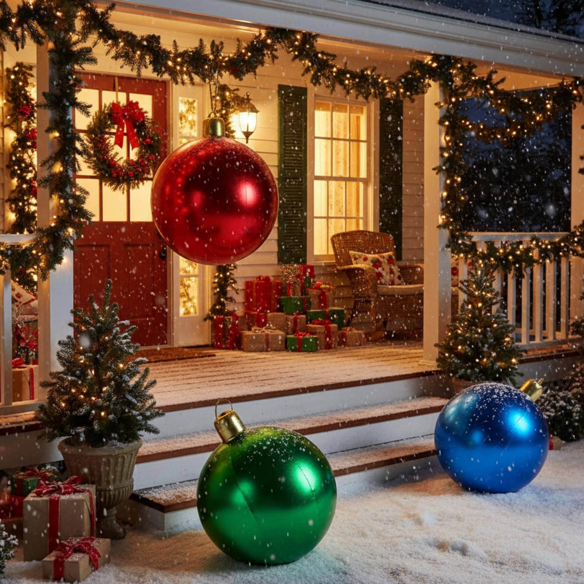 Jetec 3 Pcs 17  Christmas Inflatable Ball Ornament with Glitter Cloth Cover, Large PVC Xmas Blow Up Ornaments Holiday Blow Ball