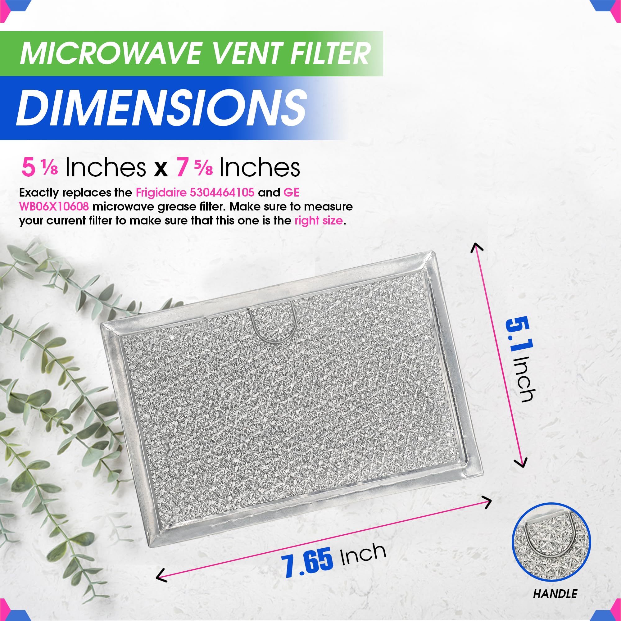 Microwave Filter Replacement 5.12    X 7.64    Fits Frigidaire 5304464105 Wb06X10608 Ge Microwave Filter - Aluminum Mesh Screen