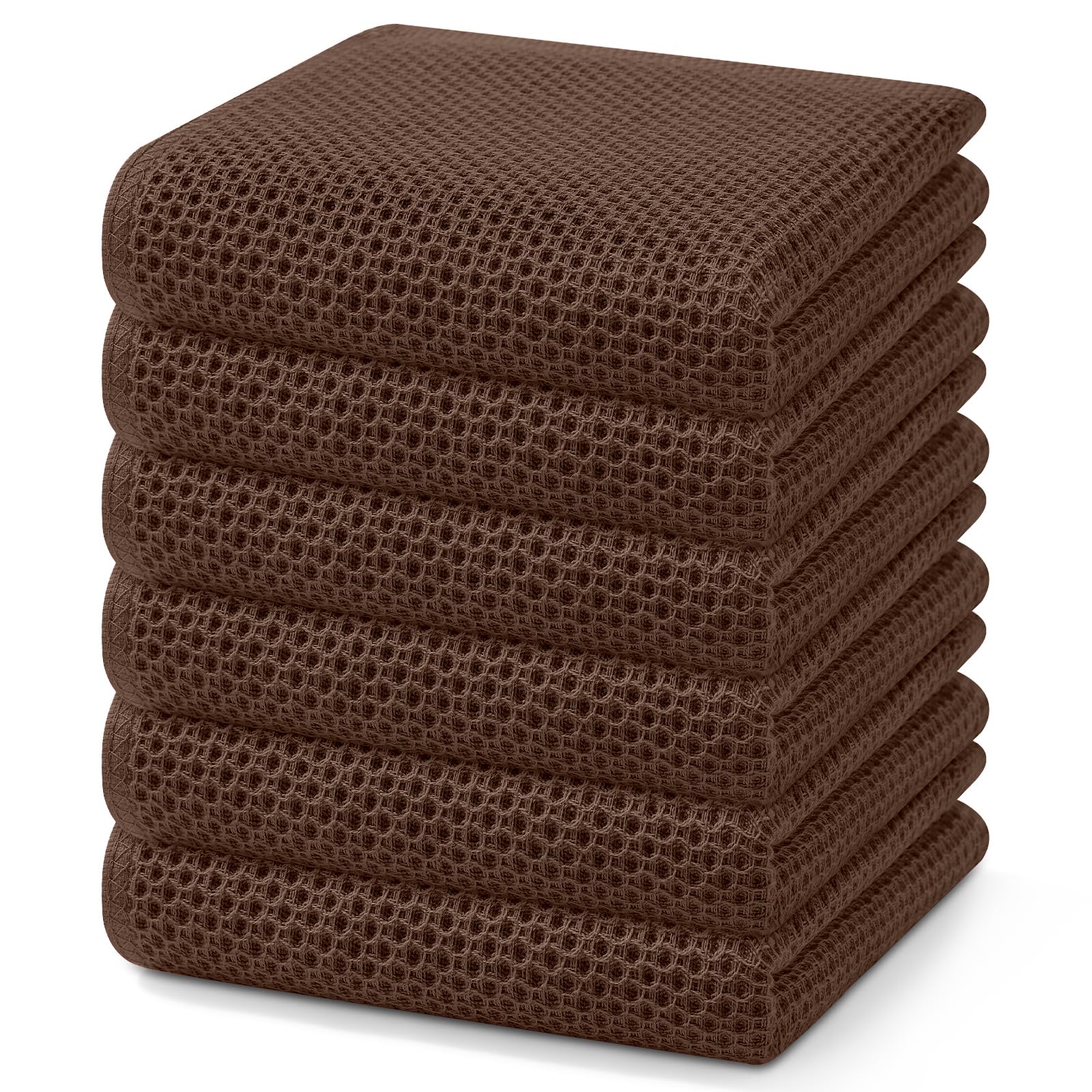 Homaxy 100% Cotton Waffle Weave Kitchen Dish Towels, Ultra Soft Absorbent Quick Drying Cleaning Towel, 13 x 28 Inches, 6-Pack, C