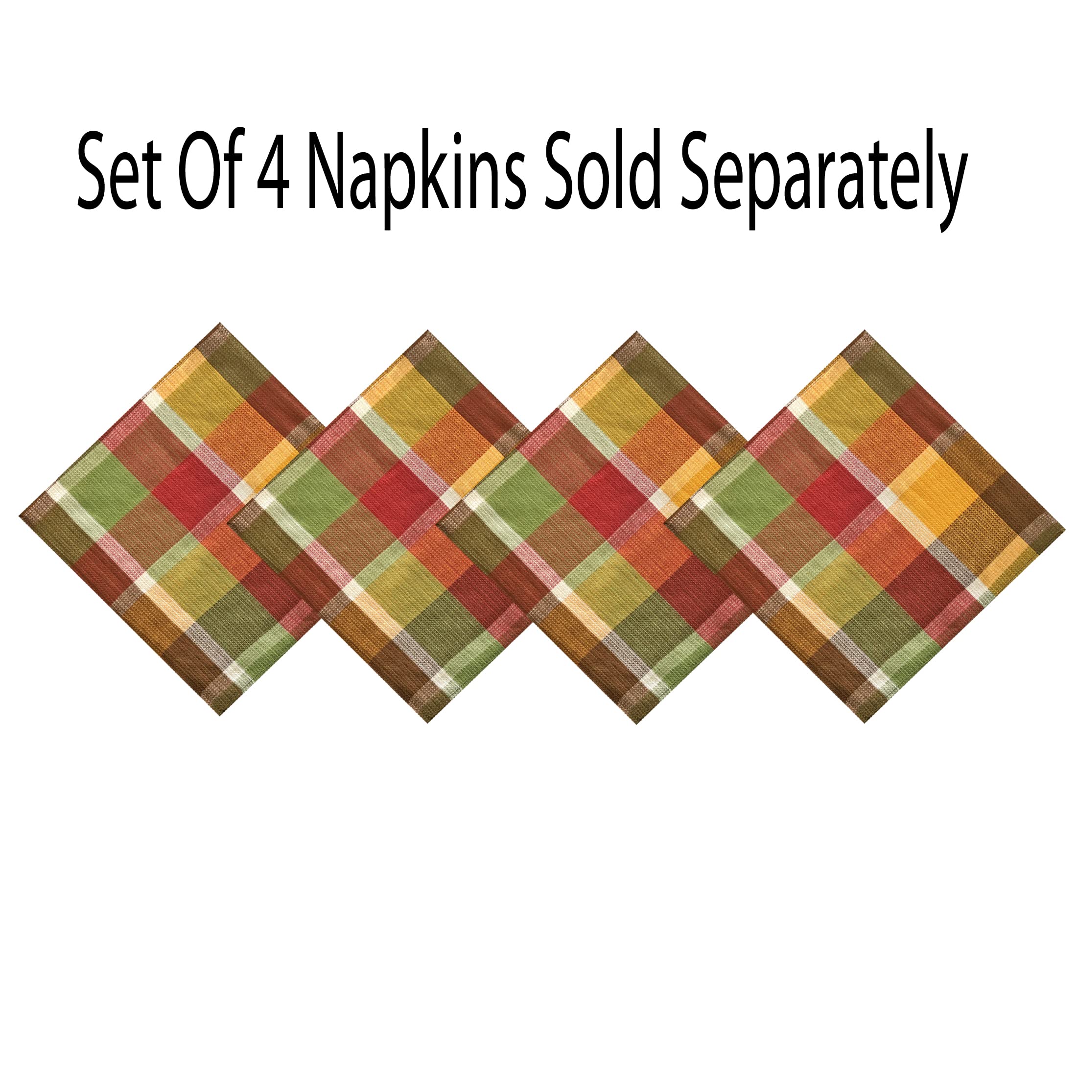 Lintex Cottage Farmhouse Plaid 100% Cotton Fabric Napkins, Bold Block Plaid Rustic Easy Care Cotton Weave Napkins, Set Of 4 Napk