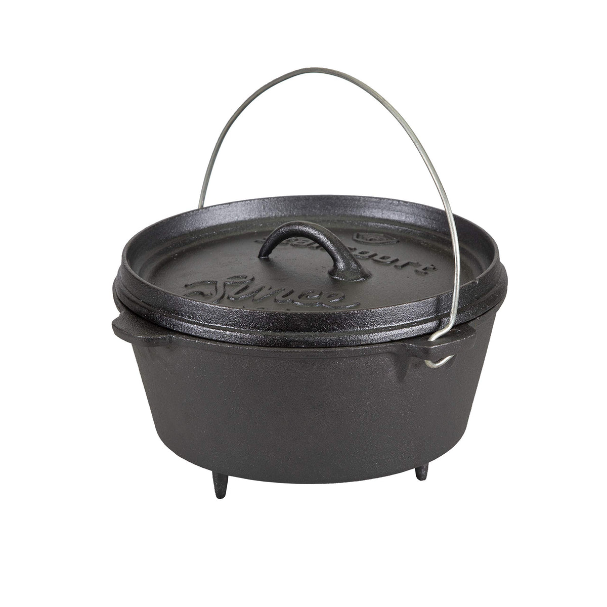 Stansport 4 Qt Pre-Seasoned Cast Iron Dutch Oven With Legs (16021), Dark Grey