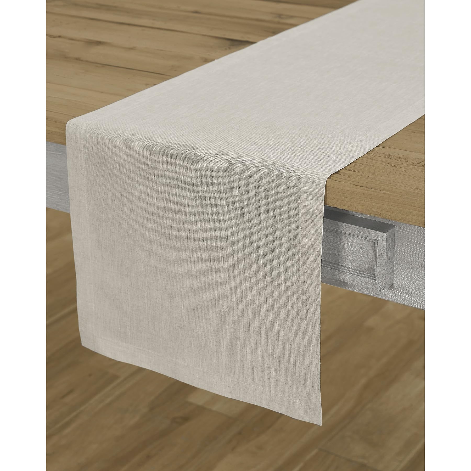 Solino Home Linen Table Runner 90 Inches Long - Athena, 100% Pure Linen Light Natural Table Runner 14 x 90 Inch for Dining, Fall