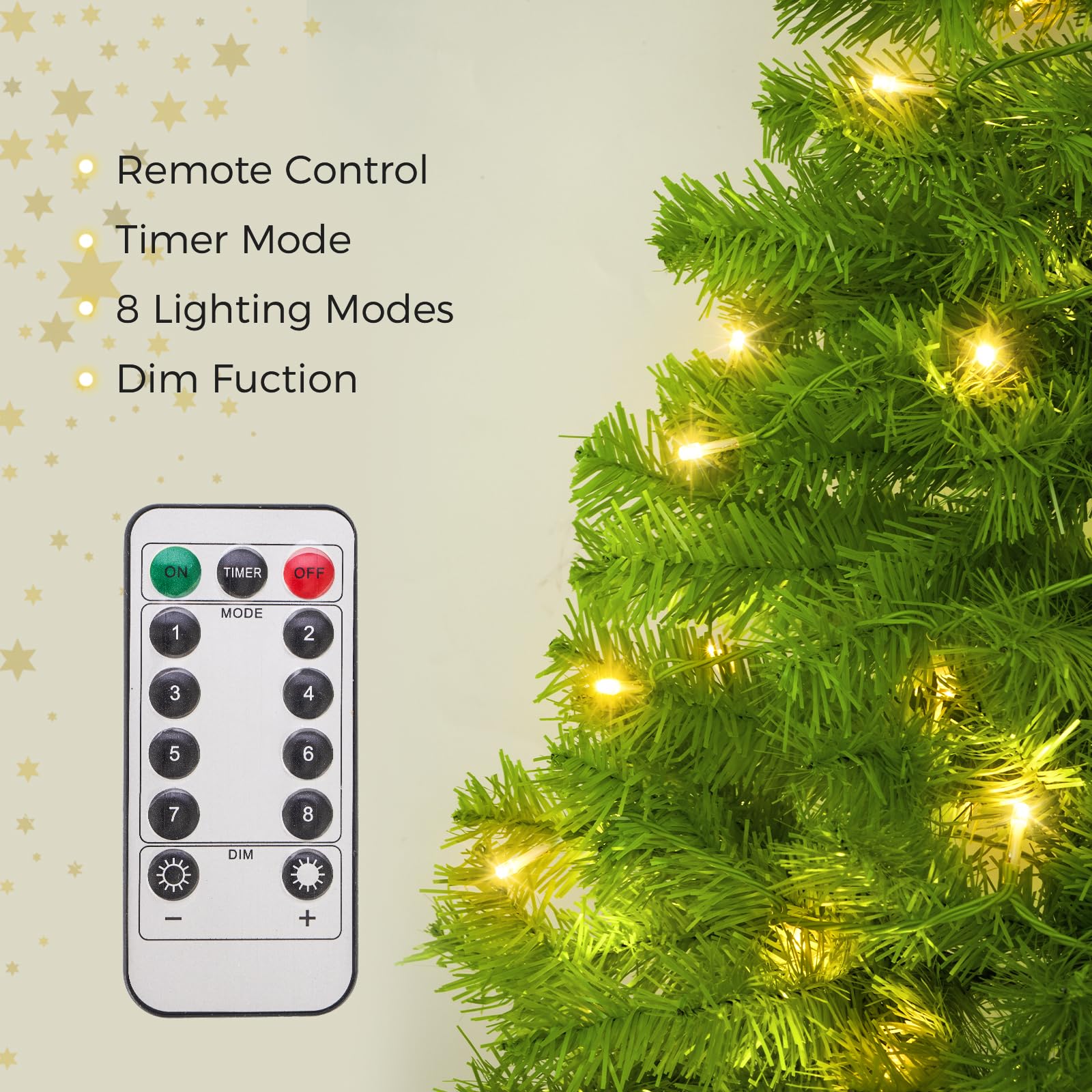 5ft Whimsical Christmas Tree with LED Lights - Artificial Christmas Tree with Timer & 8 Lighting Modes for Indoor Home Living Ro