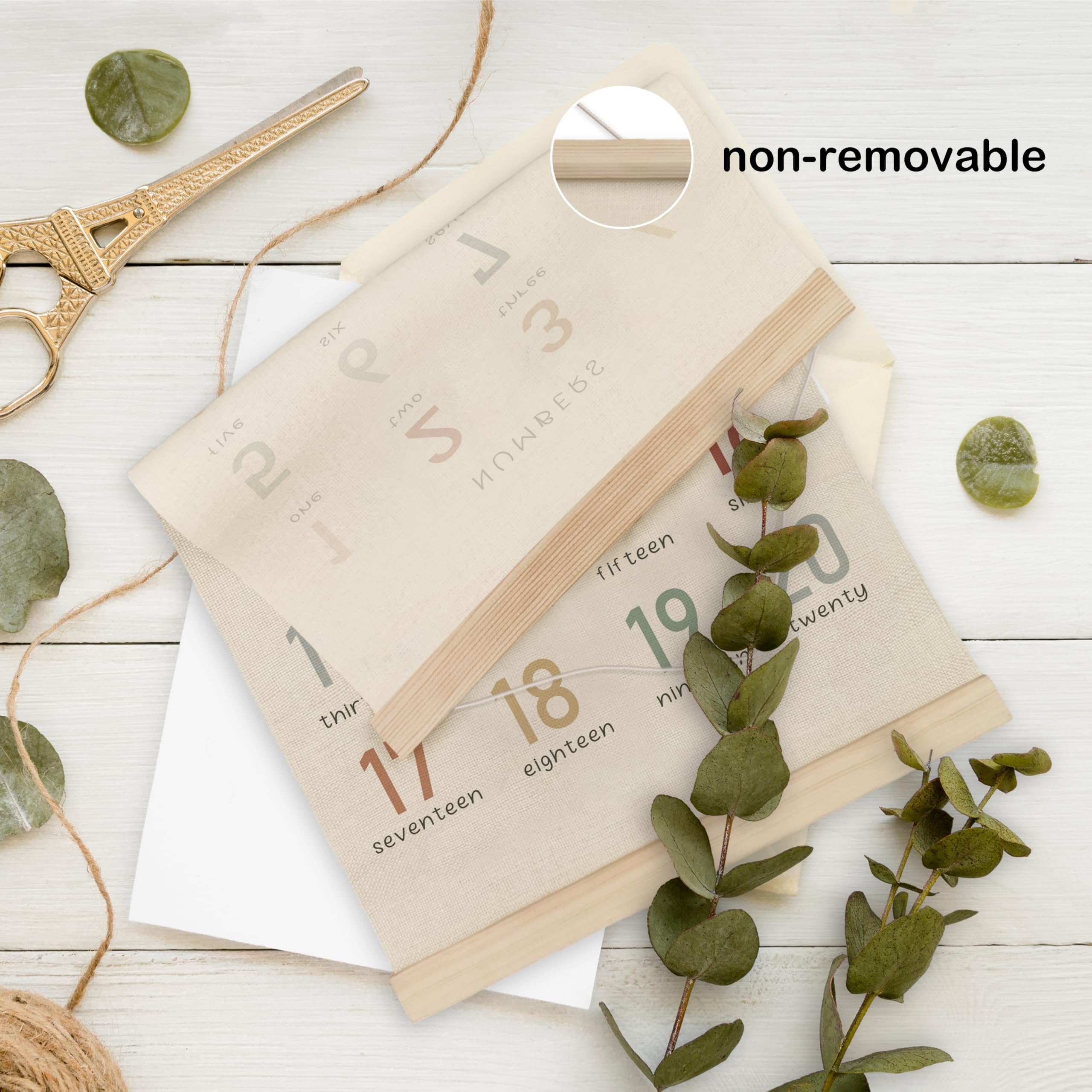 Hrqko Boho Numbers Alphabet Poster Hanger Frame, Nursery Wall Decor, Boho Learning Poster Wall Art With Wooden Frames, Numbers B