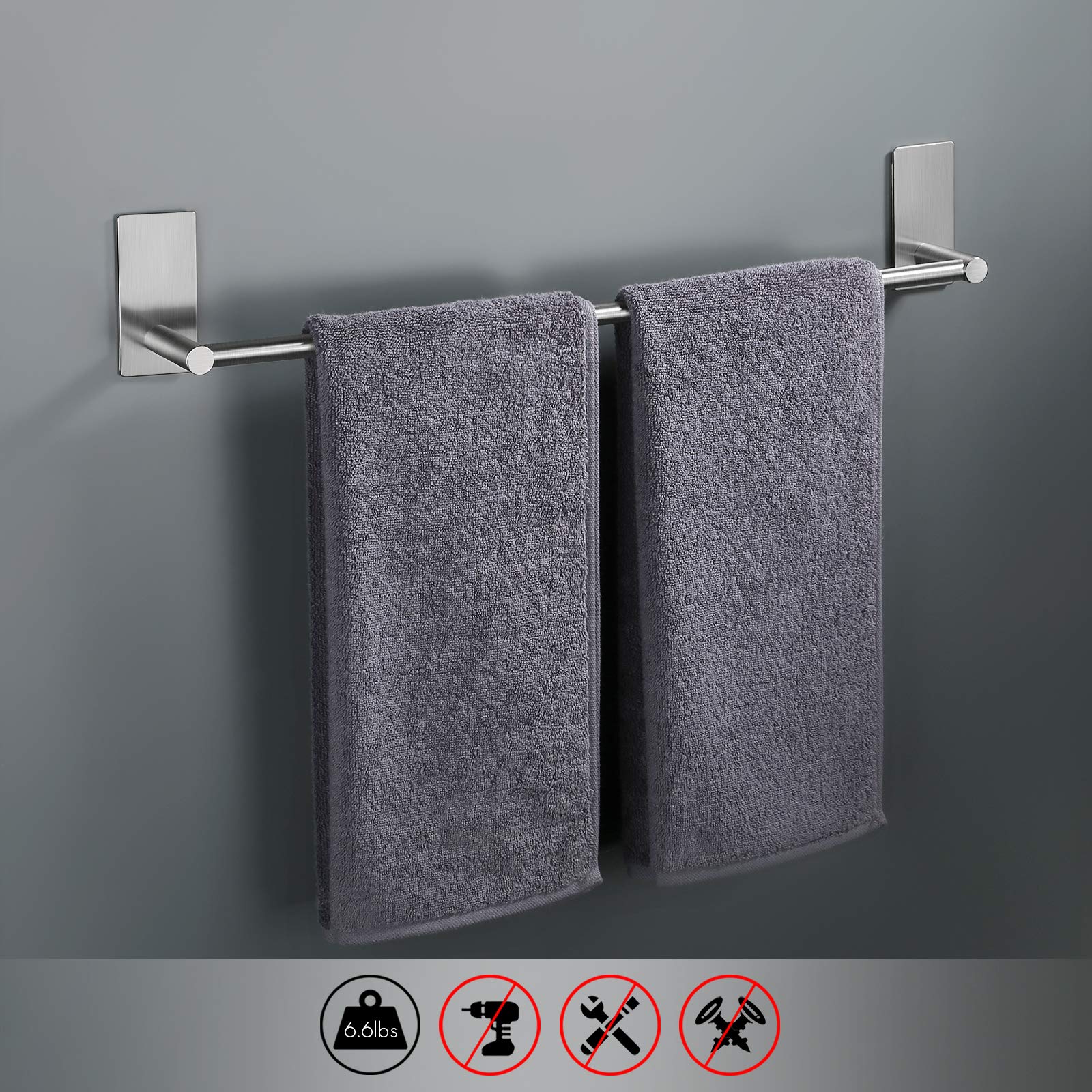 KES Adhesive Towel Bar 20-Inch Bathroom Towel Holder No Drill Stick on Towel Hanger Contemporary Style Wall Mount SUS 304 Stainless Steel Brushed Finish  A7000S50B-2