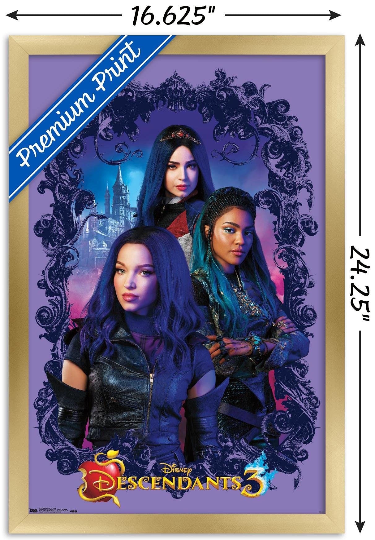 Trends International Disney Descendants 3 - Group Wall Poster, 14.725'' X 22.375'', Gold Framed Version