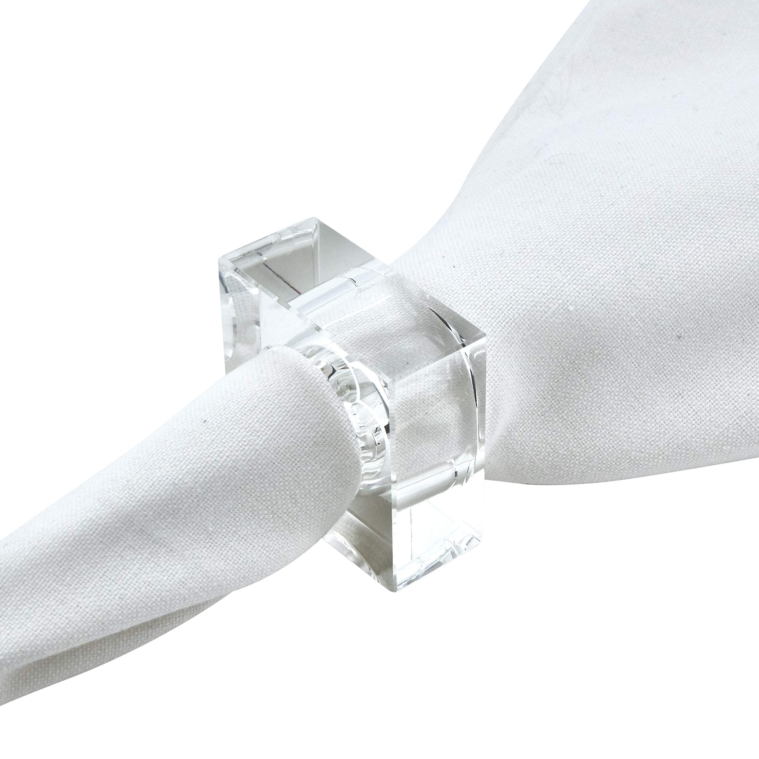 Saro Lifestyle Nr016.C Clear Crystal Glass Napkin Ring With Double Edge Design (Set Of 4), Clear