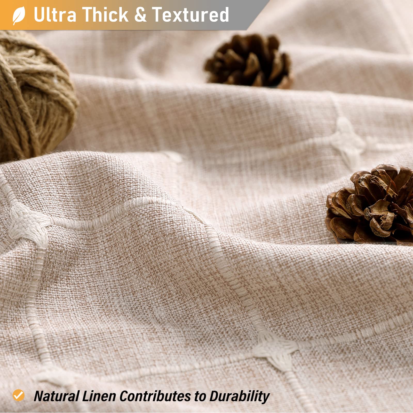 Bttn Boho Stall Shower Curtain, 54X78 Inch Long Textured Linen Heavy Duty Fabric Shower Curtain Set With 10 Plastic Hooks, Narro