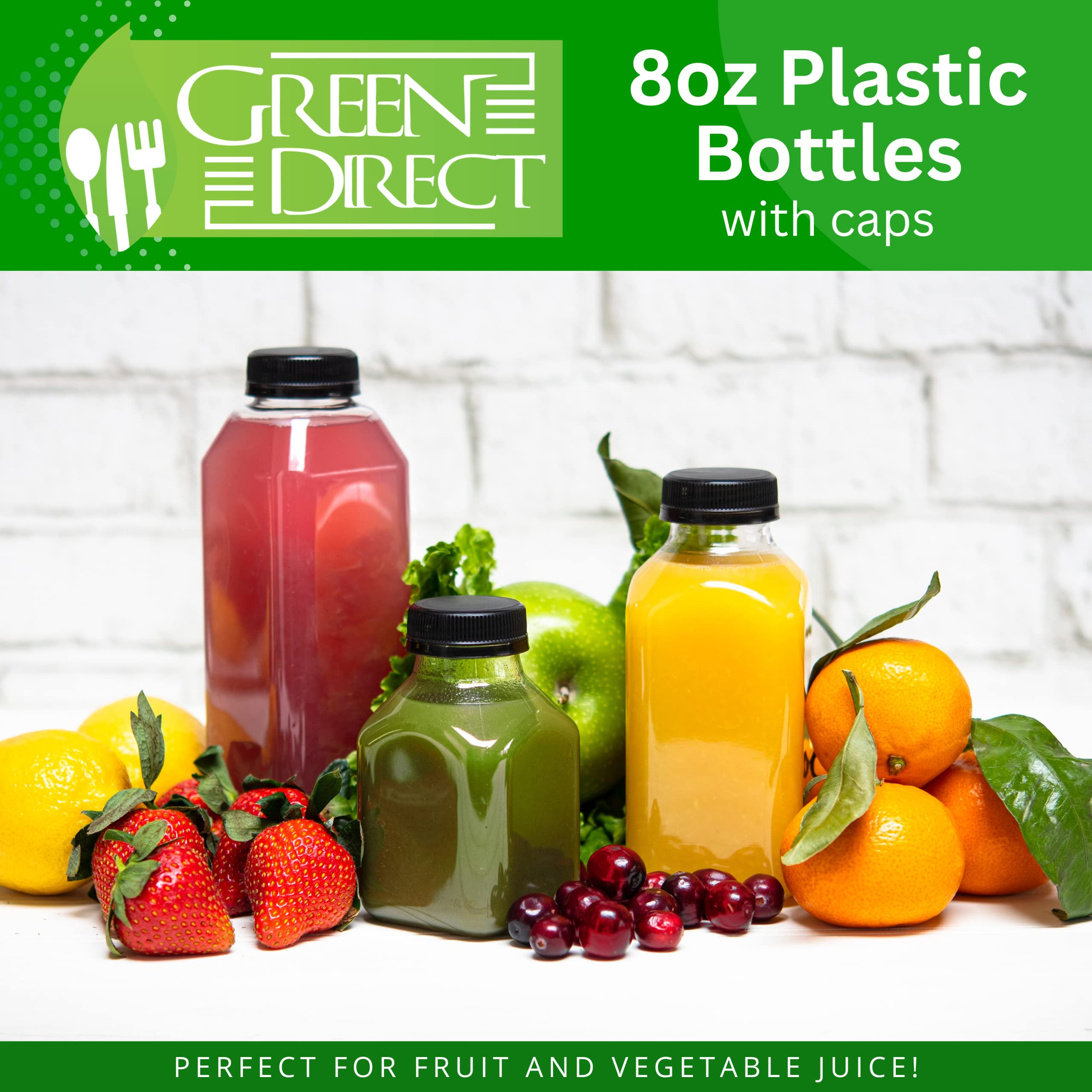 Green Direct 8 Oz Plastic Bottles With Lids | Clear Water Bottles | Bpa Free Reusable Bottles With Lids | Empty Bottles For Juic
