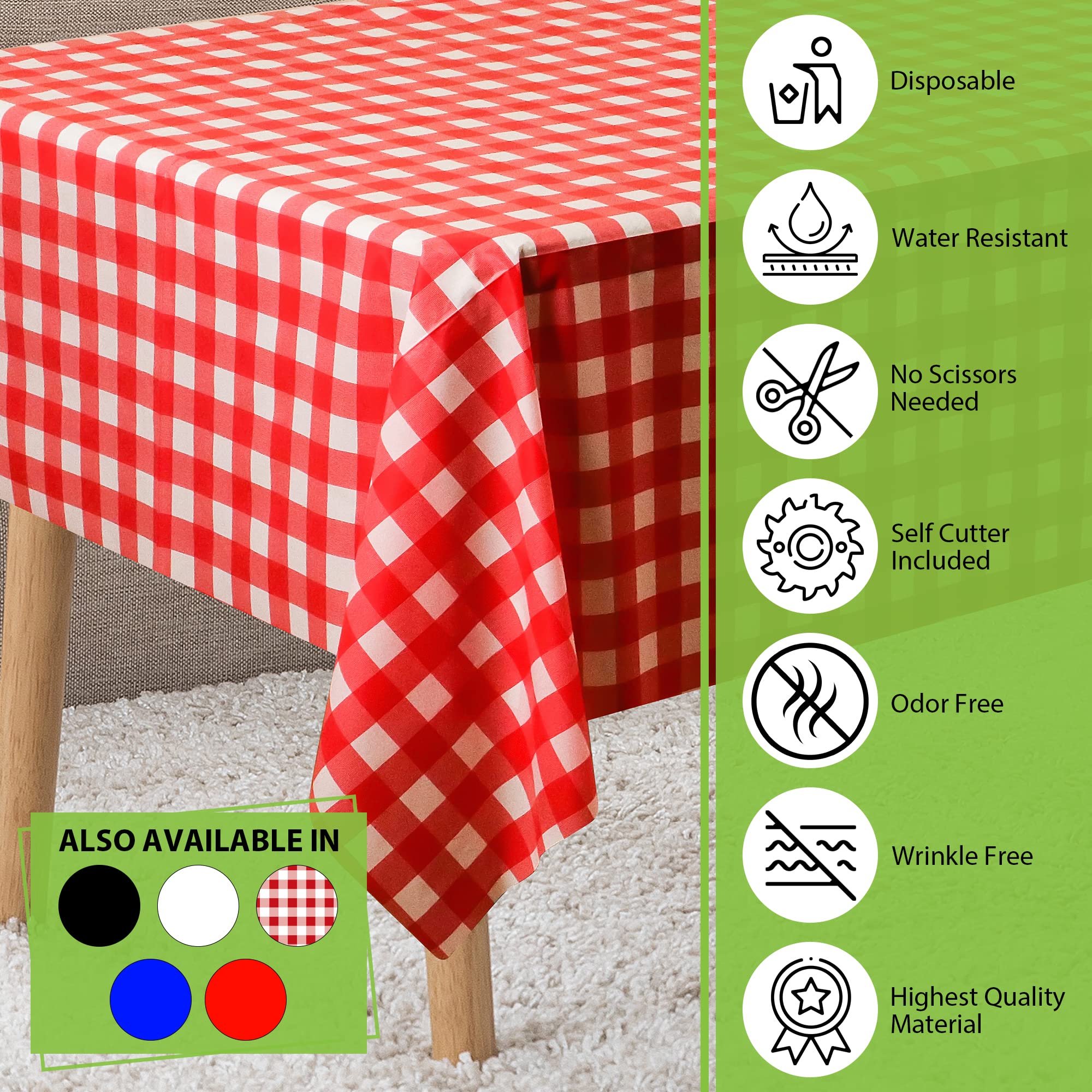 Amatra - All-Purpose Plastic Table Cover Roll, Alternative To Regular Table Cloth, Disposable Table Cover, Plastic Table Cloth W