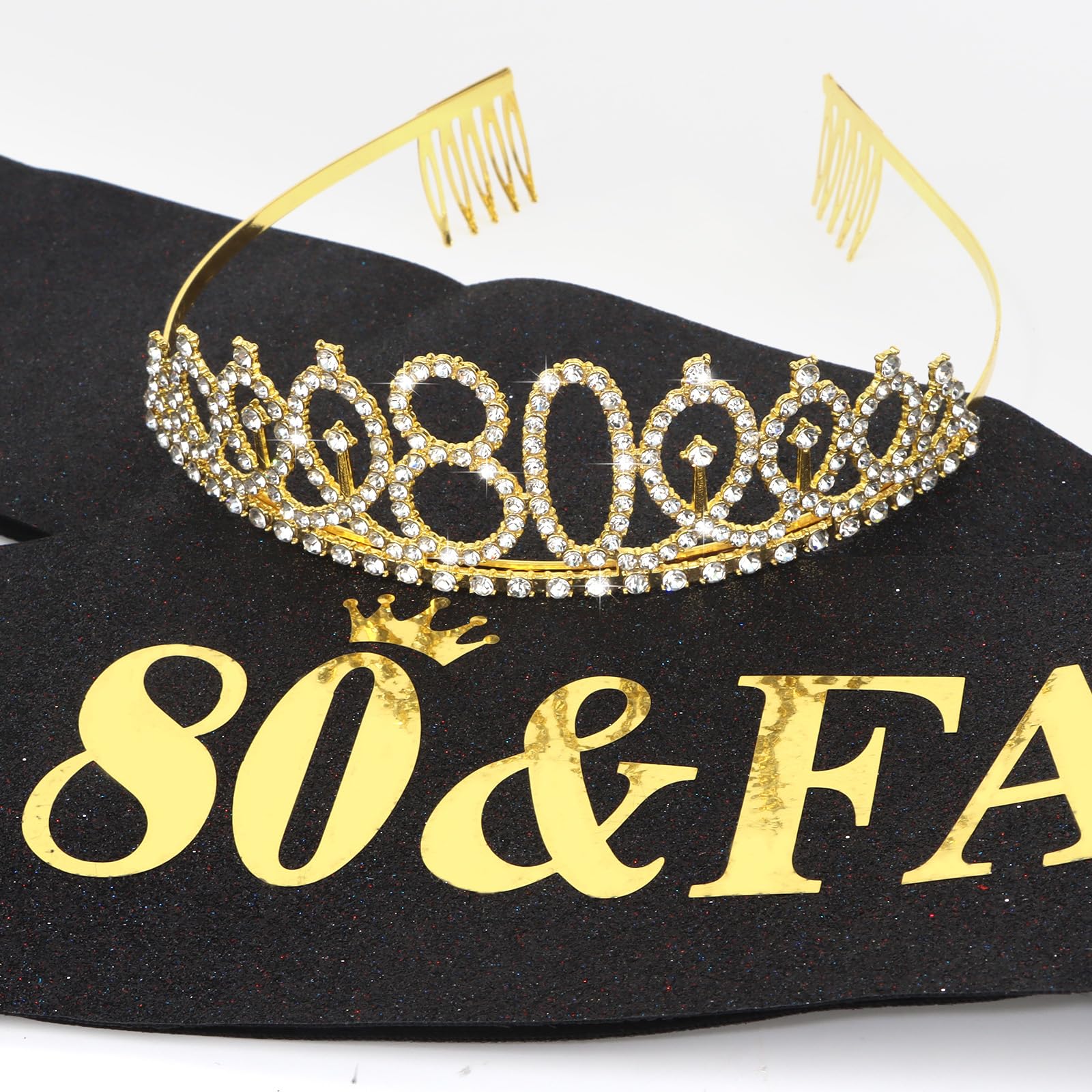 80th Birthday Sash and Tiara for Women, 80th Birthday Decorations for Women, 80 & Fabulous Sash and Tiara Set, Happy 80th Birthd