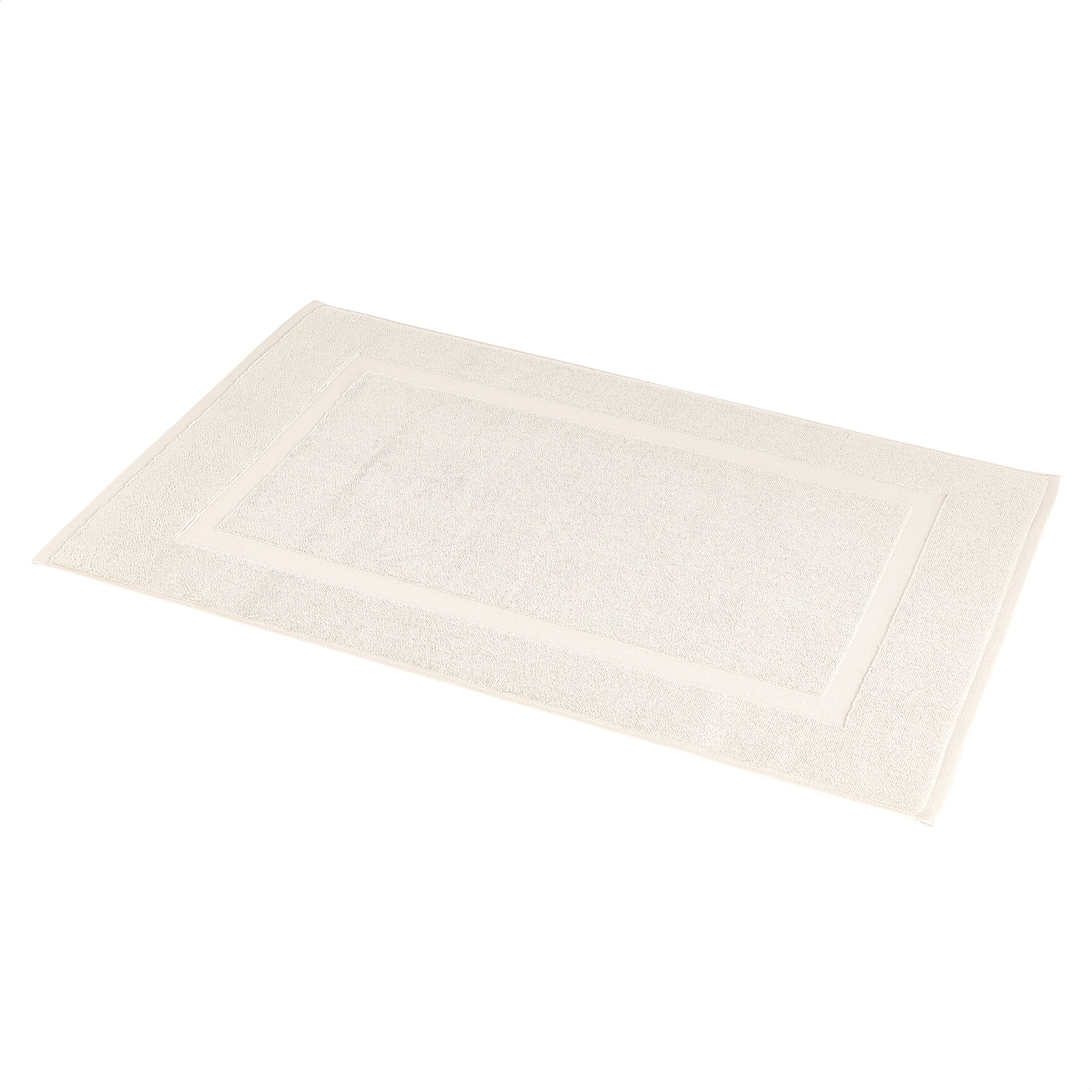 Amazon Basics Banded Bathroom Bath Rug Mat, Cream, 31 L x 20 W